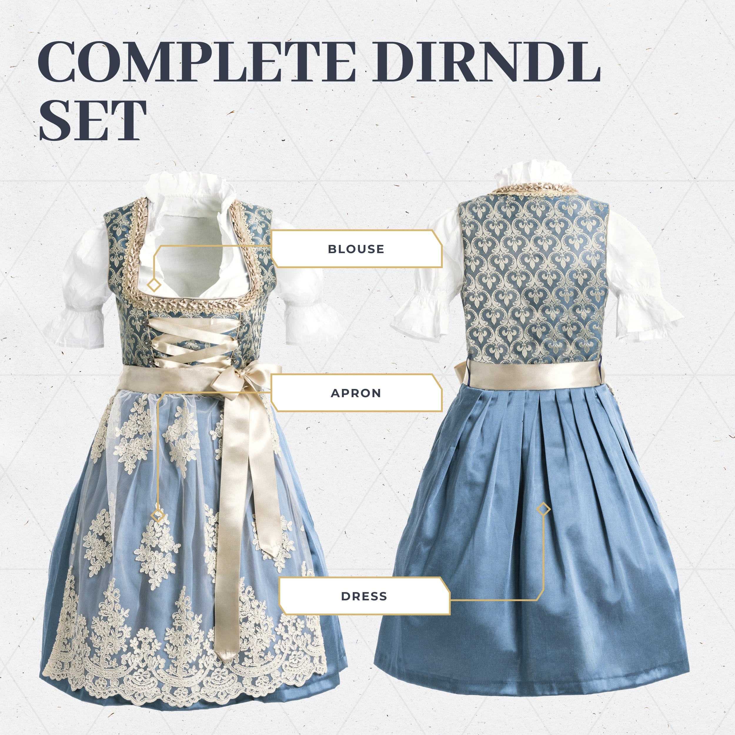 Bavaria Trachten BAVARIA TRACHTEN Dirndl Dress for Kids Blue Gold Oktoberfest