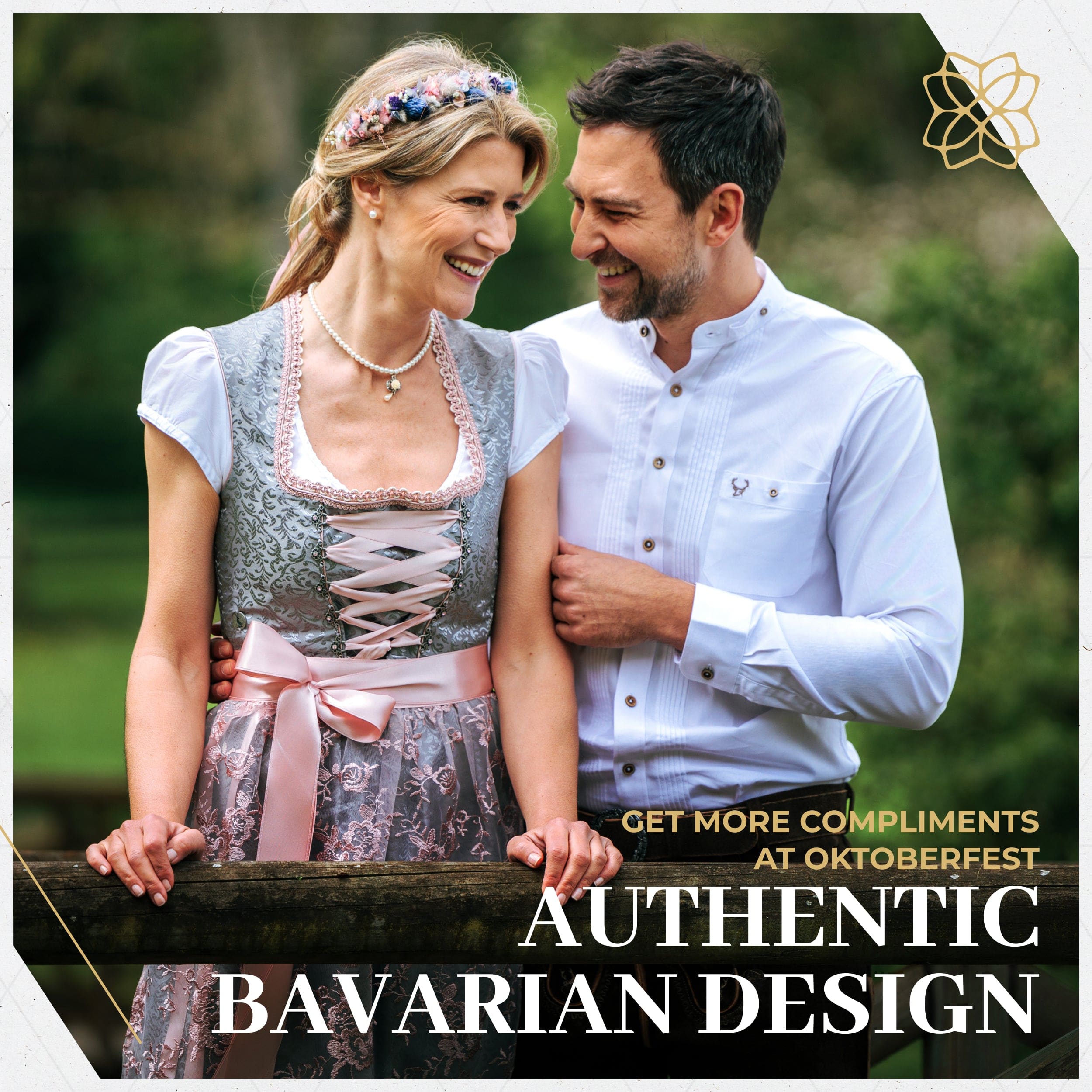 Bavaria Trachten BAVARIA TRACHTEN Women's German Dirndl Dress - Authentic Oktoberfest Attire - Green Gold Oktoberfest