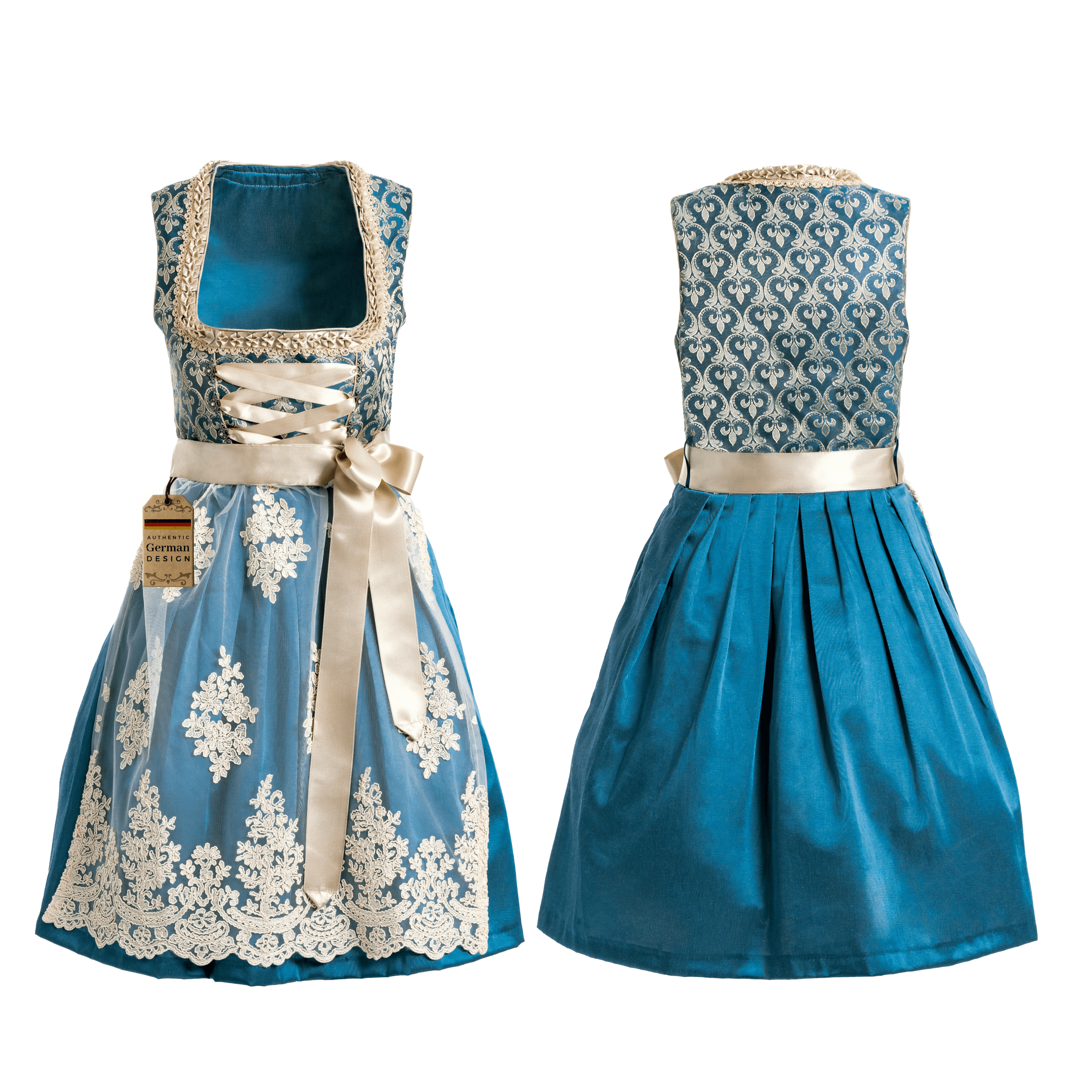 Bavaria Trachten Women's German Dirndl Dress Blue Gold XL
