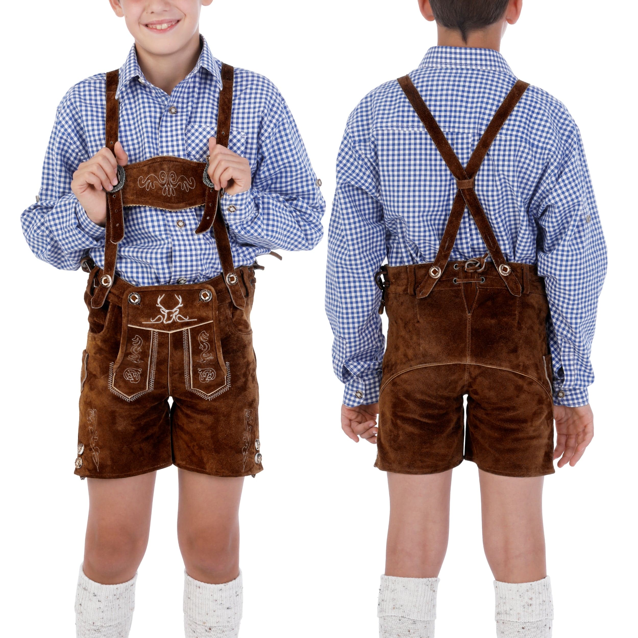 Bavaria Trachten Lederhosen Kids Dark Brown Oktoberfest