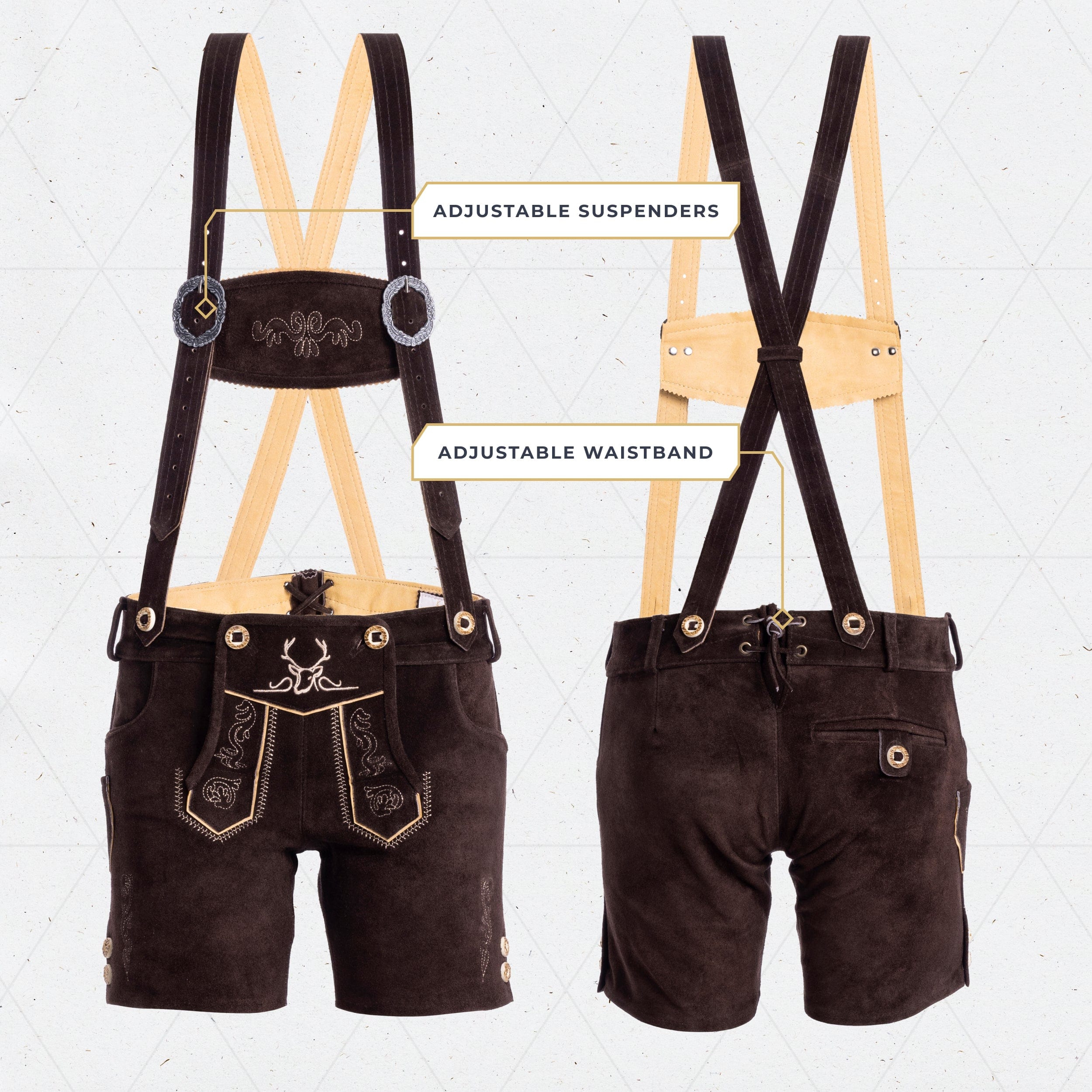 Bavaria Trachten Lederhosen Women Short Pants Chocolate Oktoberfest