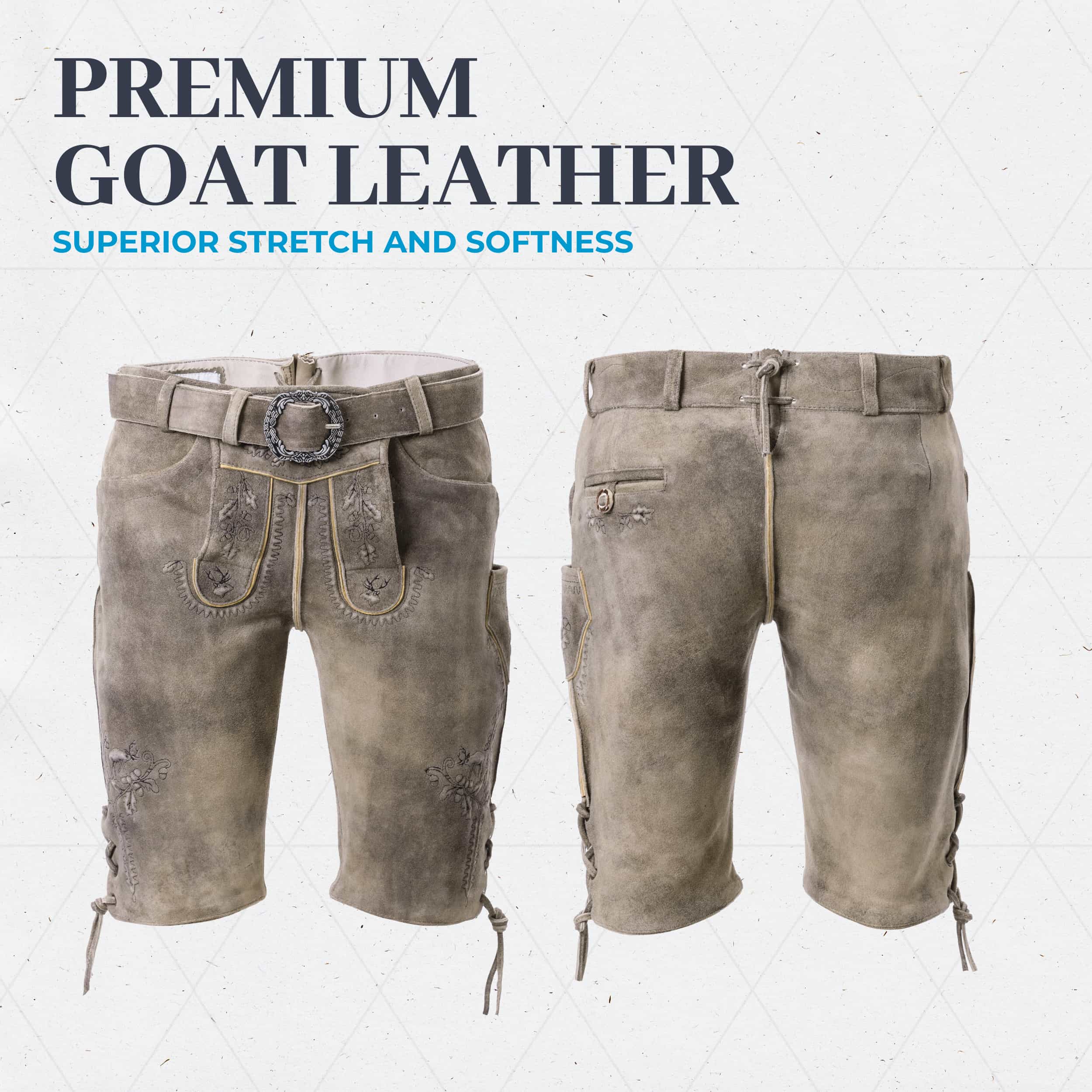 Bavaria Trachten Goat Lederhosen Men Short Light Oktoberfest