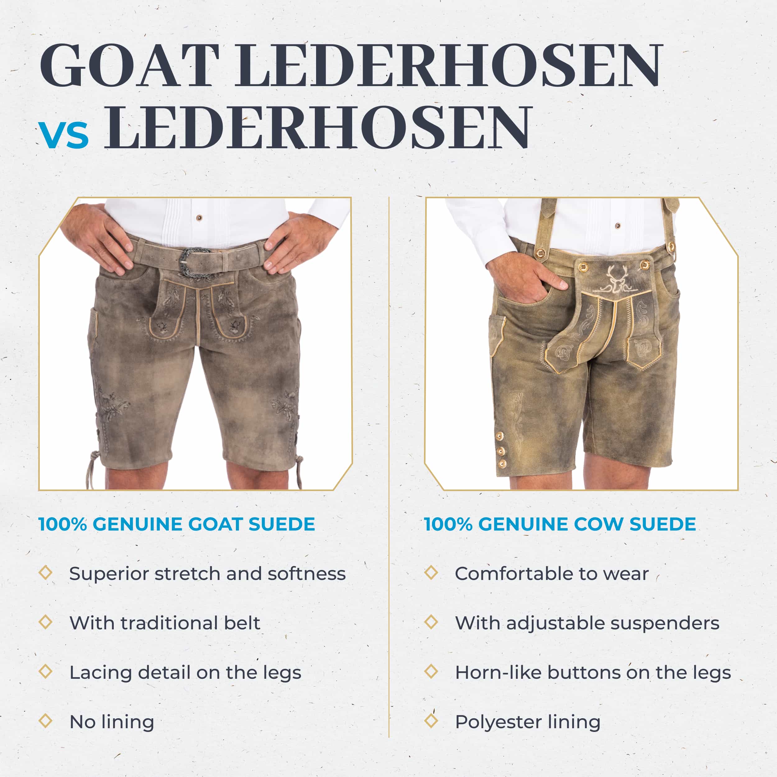 Bavaria Trachten Goat Lederhosen Men Short Light Oktoberfest