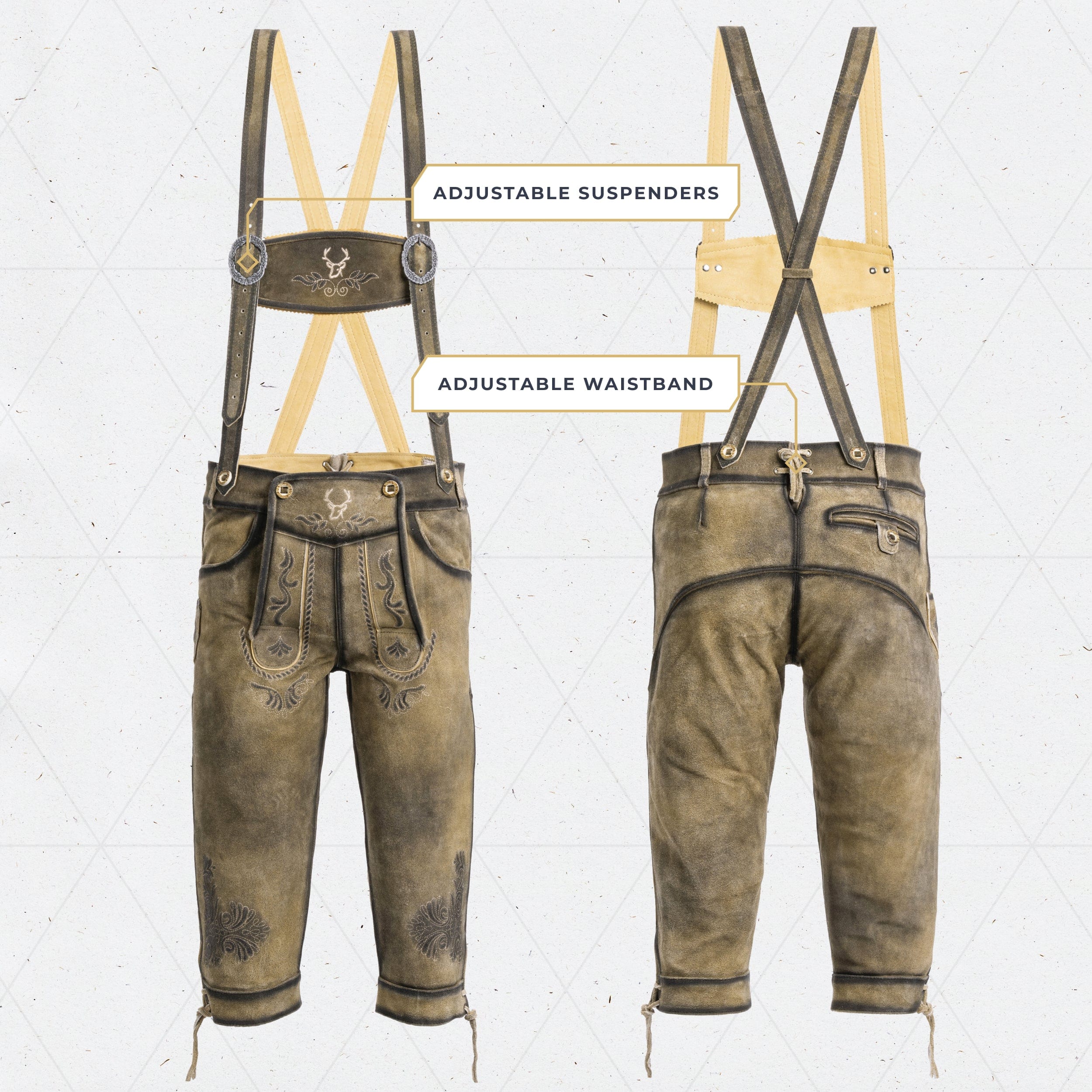 Bavaria Trachten Lederhosen Men Kneebound Antique Waxed Brown Oktoberfest