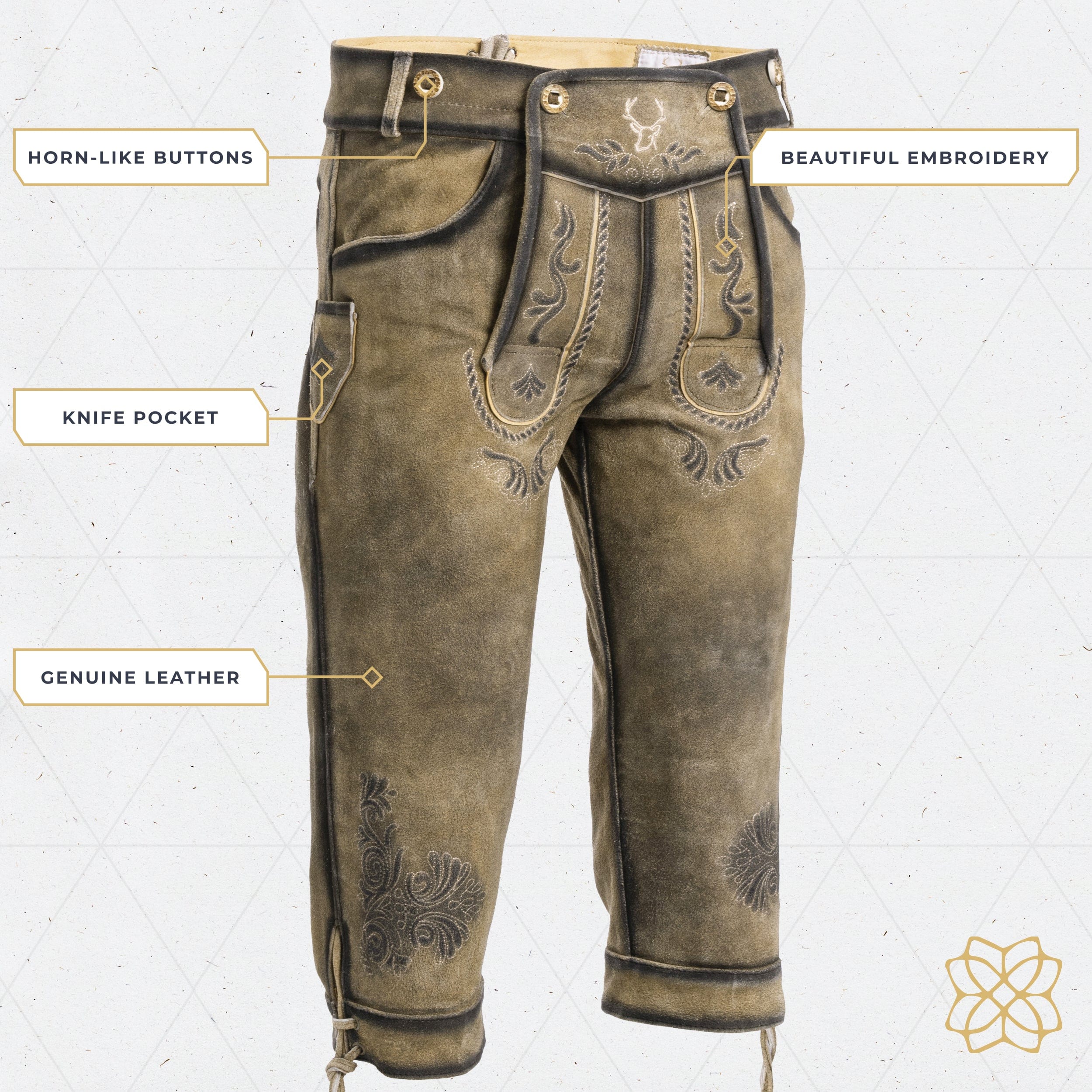 Bavaria Trachten Lederhosen Men Kneebound Antique Waxed Brown Oktoberfest