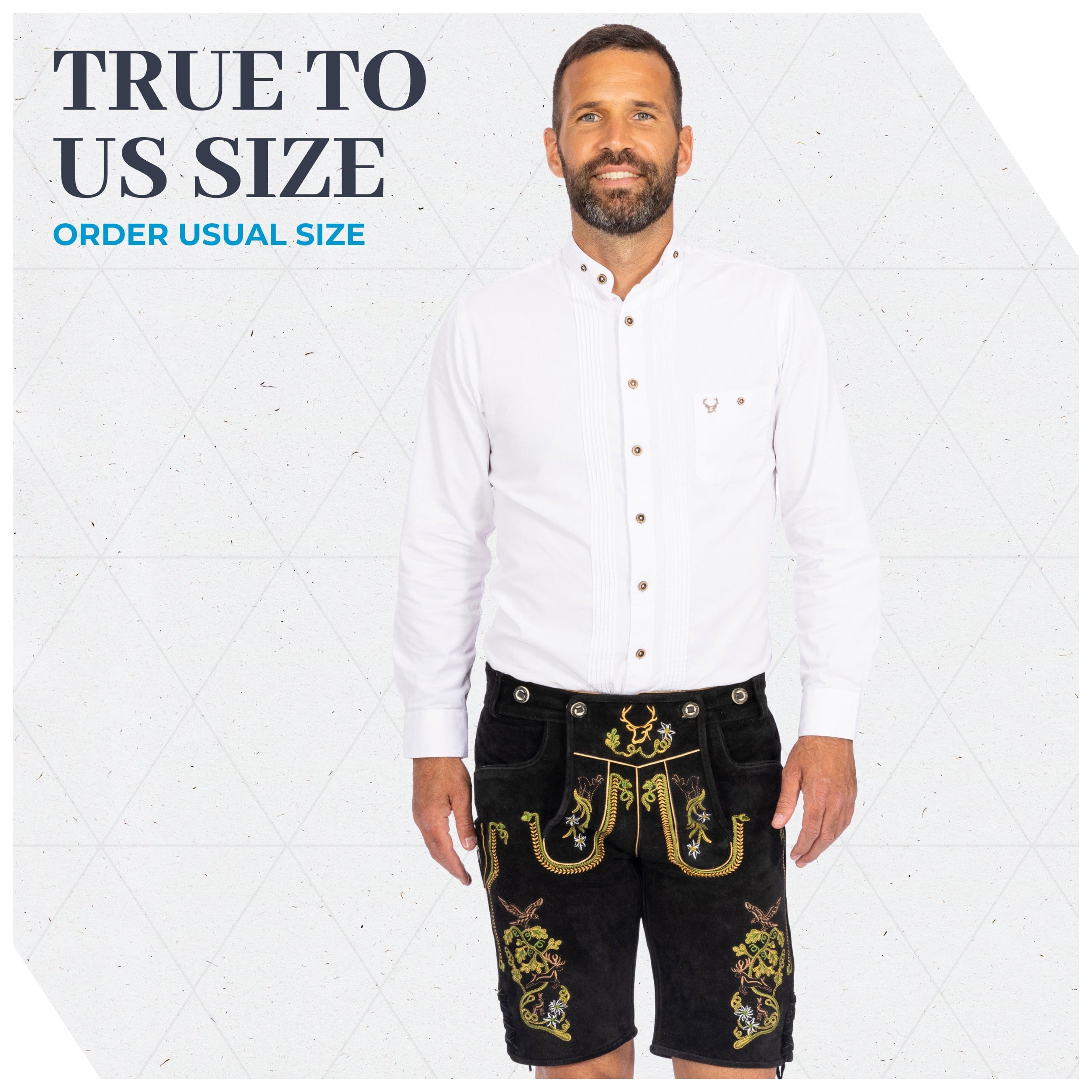 Bavaria Trachten Lederhosen Men Short Black Royal Oktoberfest
