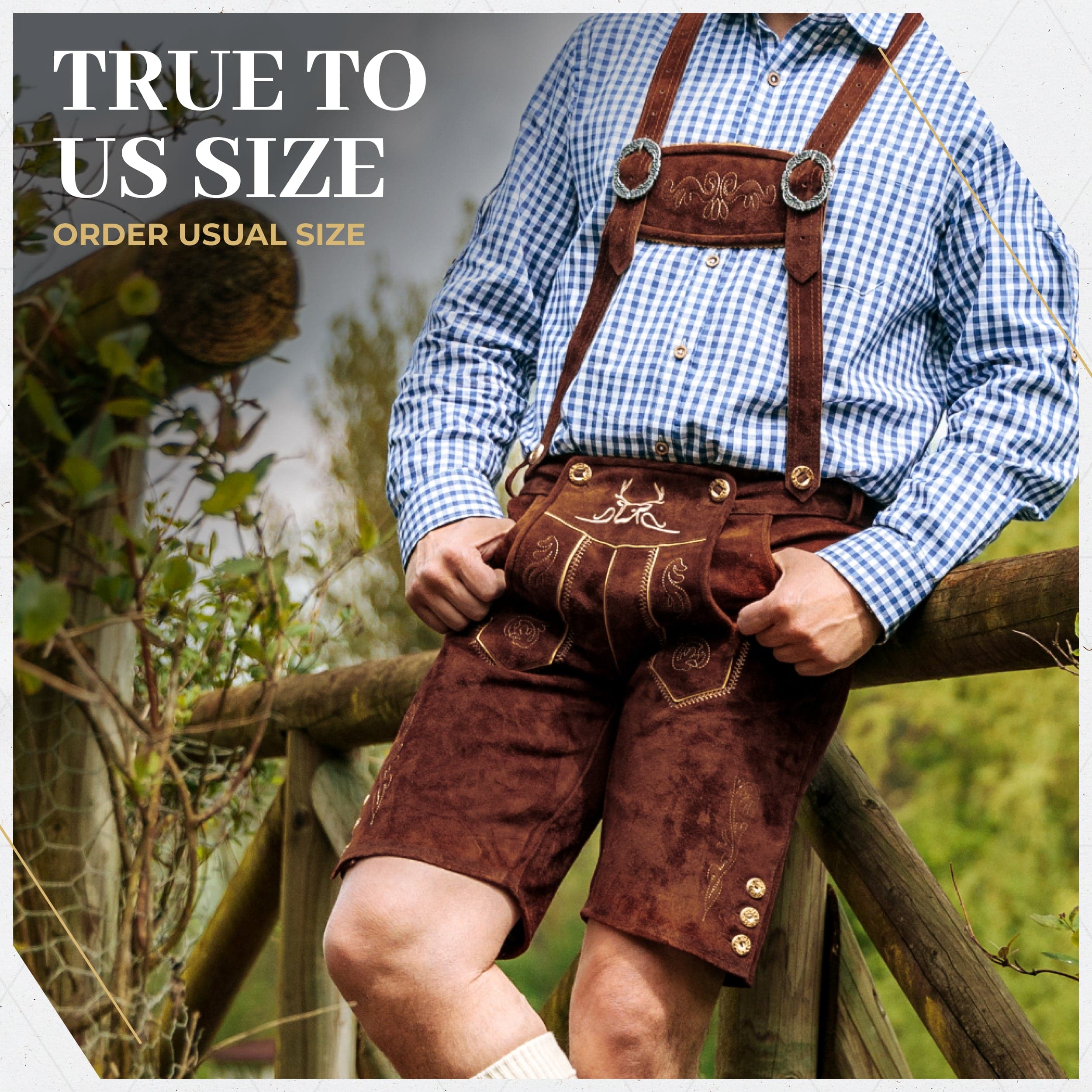 Bavaria Trachten Lederhosen Men Short Dark Brown Oktoberfest