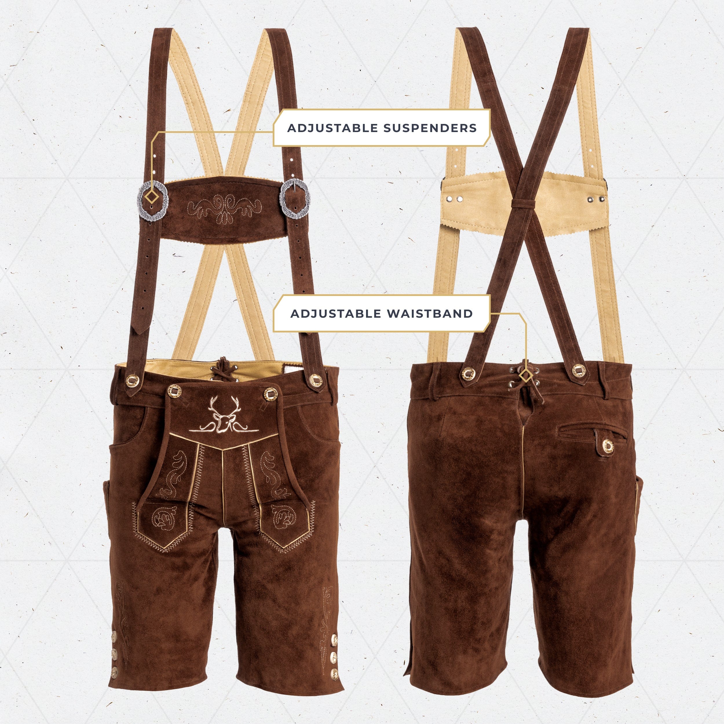 Bavaria Trachten Lederhosen Men Short Dark Brown Oktoberfest