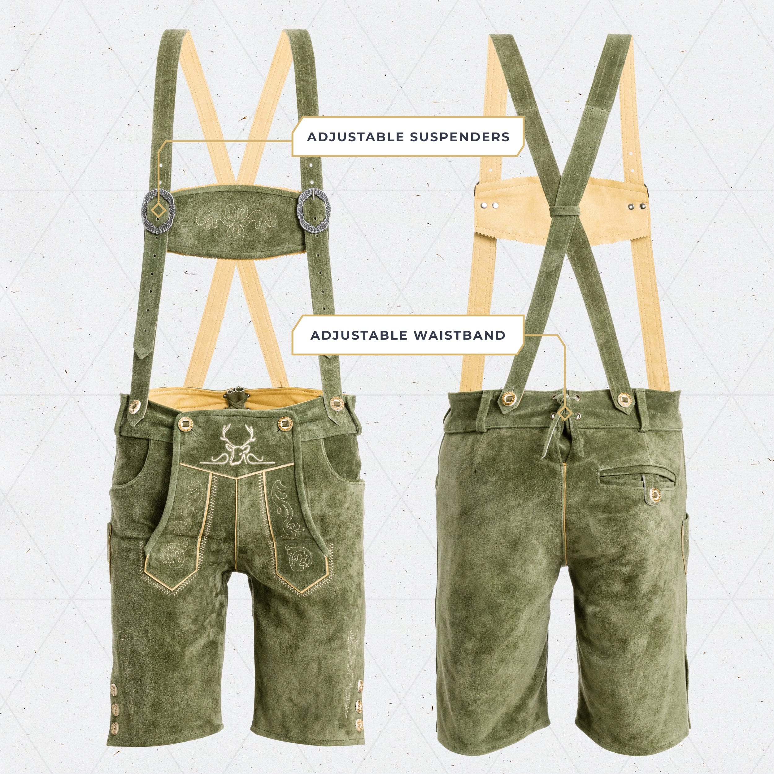 Bavaria Trachten Lederhosen Men Short Green Oktoberfest