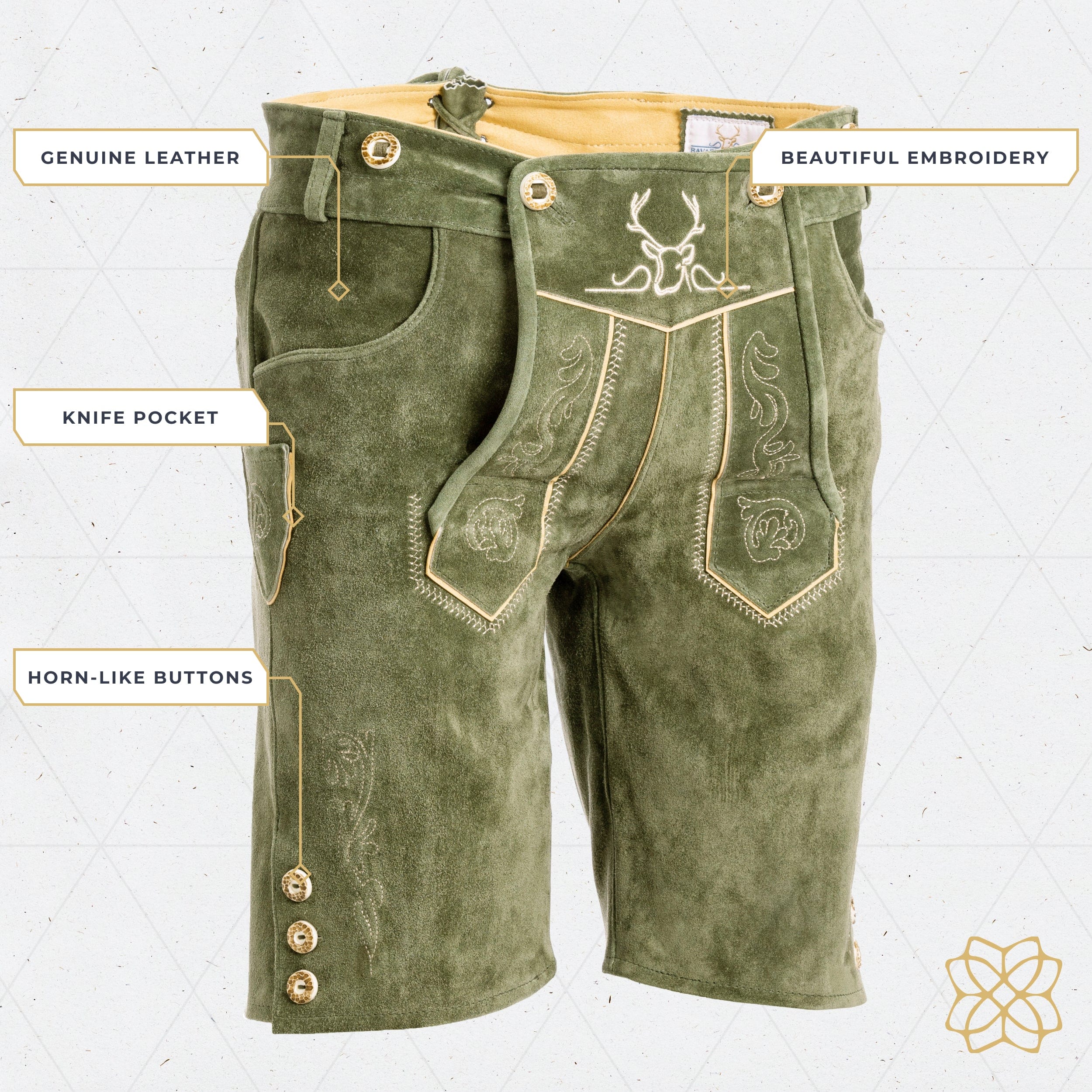 Bavaria Trachten Lederhosen Men Short Green Oktoberfest