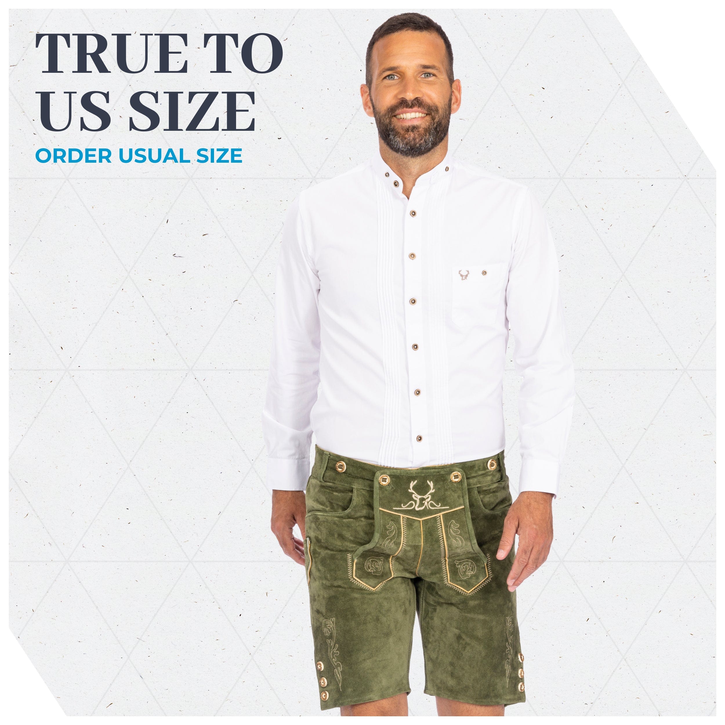 Bavaria Trachten Lederhosen Men Short Green Oktoberfest