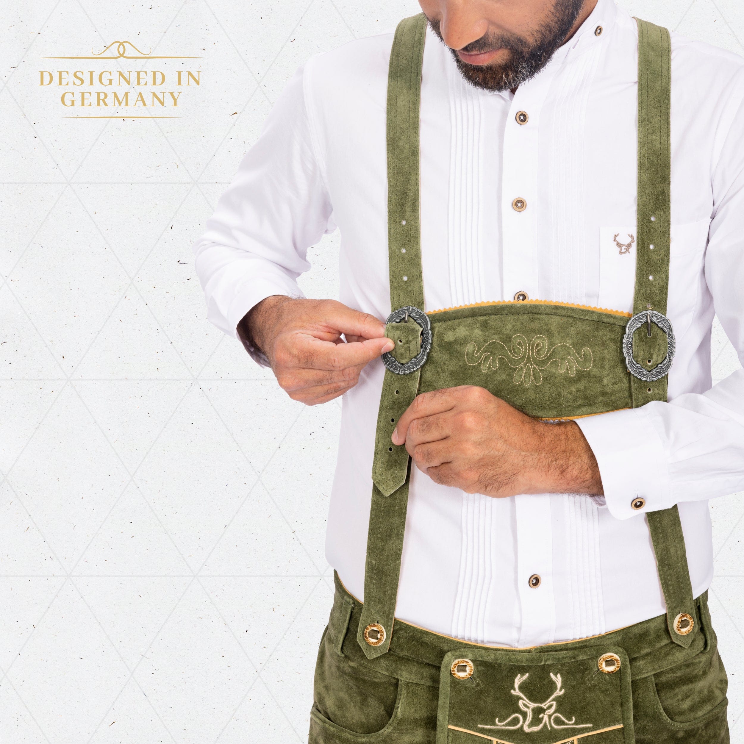 Bavaria Trachten Lederhosen Men Short Green Oktoberfest