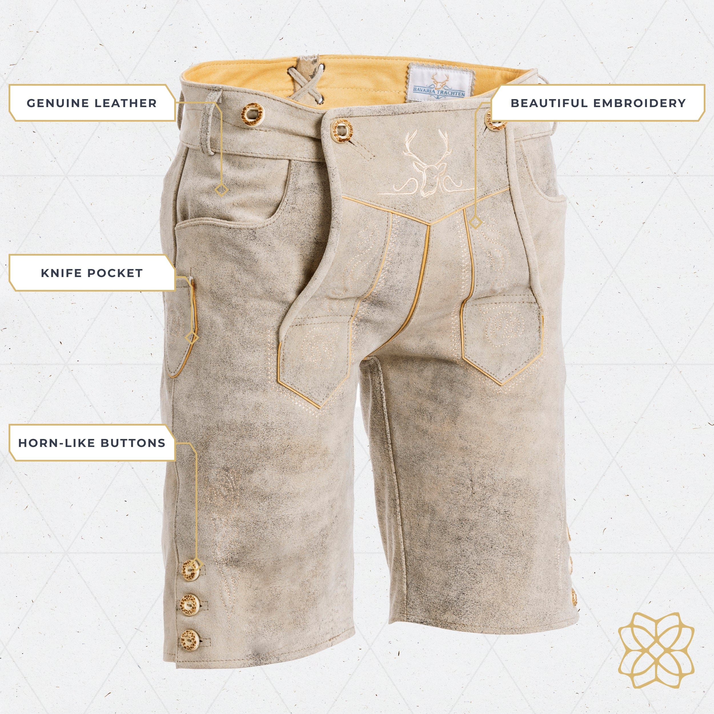 Bavaria Trachten Lederhosen Men short Oktoberfest White Oktoberfest