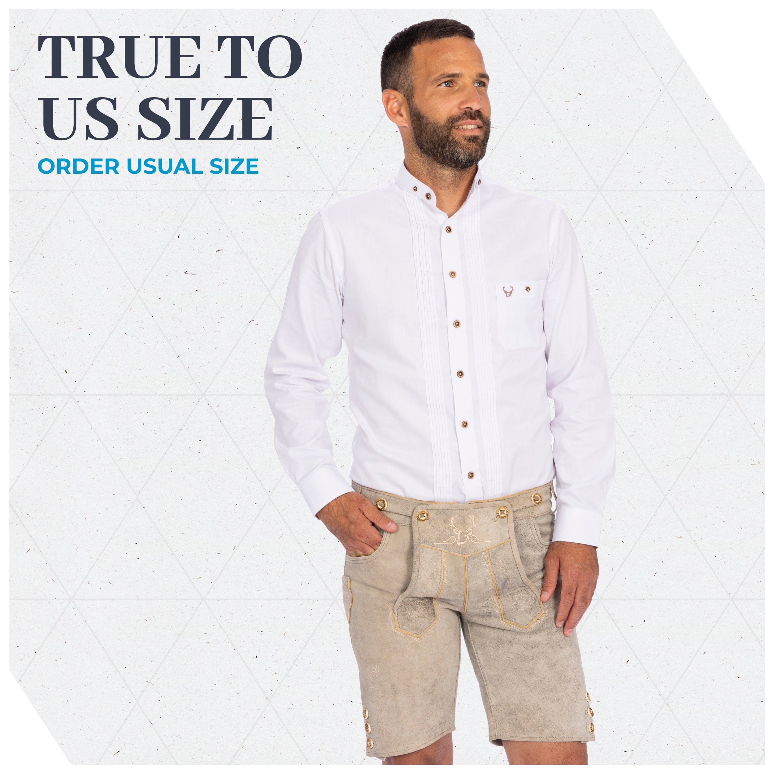 Bavaria Trachten Lederhosen Men short Oktoberfest White Oktoberfest