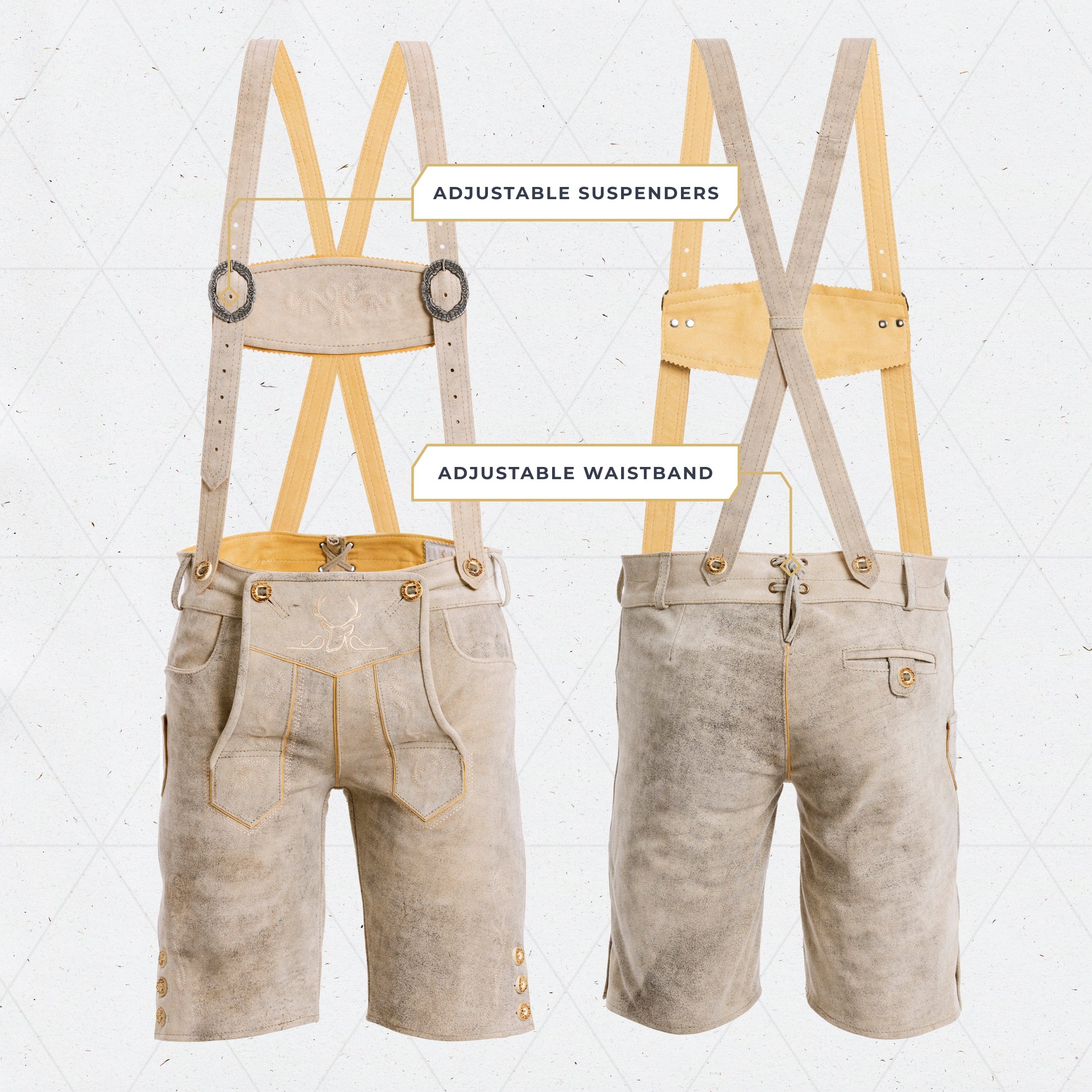 Bavaria Trachten Lederhosen Men short Oktoberfest White Oktoberfest