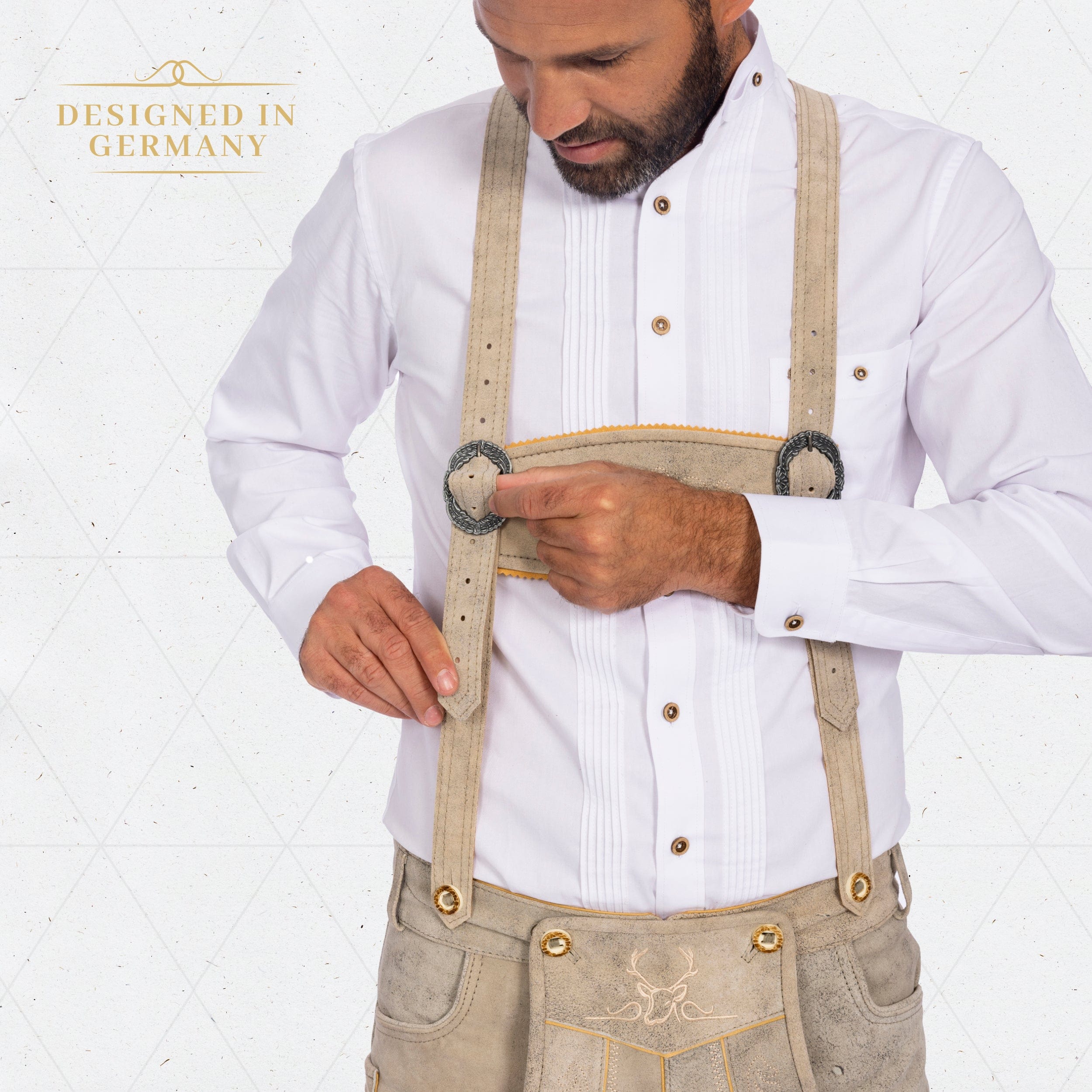 Bavaria Trachten Lederhosen Men short Oktoberfest White Oktoberfest