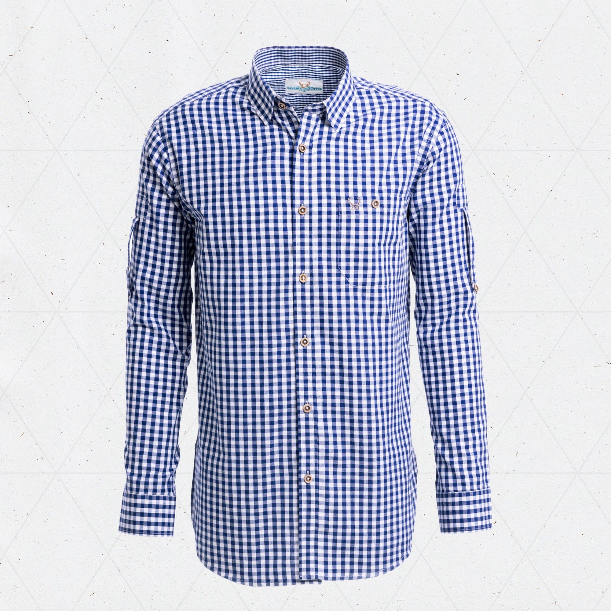 Bavaria Trachten Shirt Men Classic Checkered Blue Oktoberfest