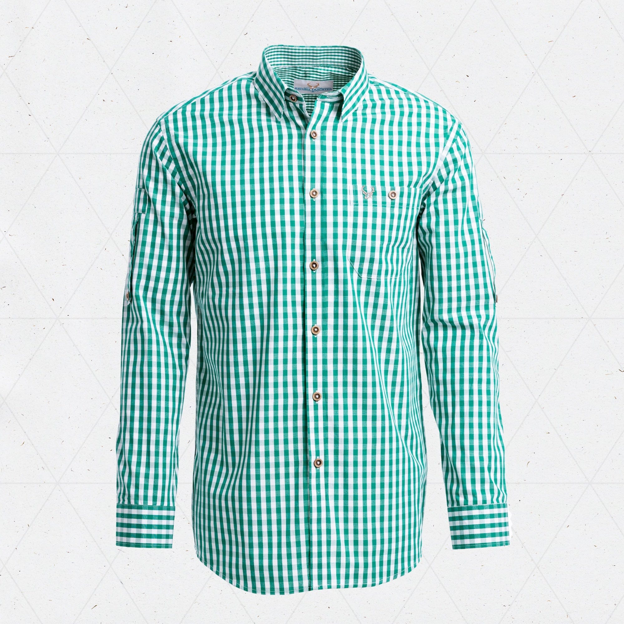 Bavaria Trachten Shirt Men Classic Checkered Green Oktoberfest