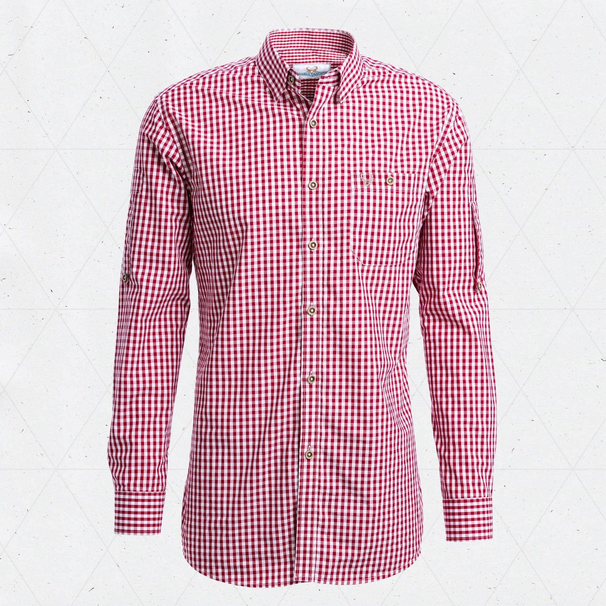 Bavaria Trachten Shirt Men Classic Checkered Red Oktoberfest