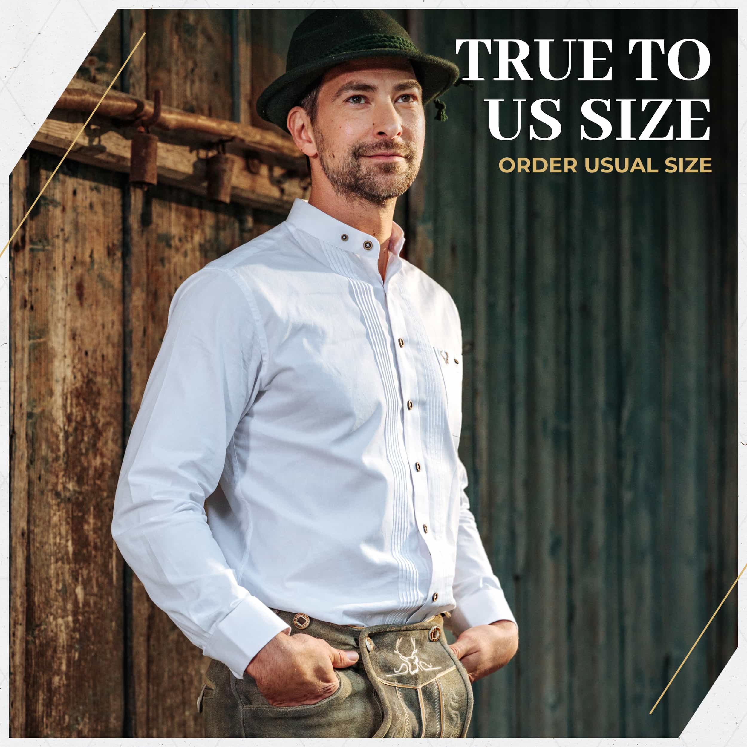 Bavaria Trachten Shirt Men Tracht White Oktoberfest