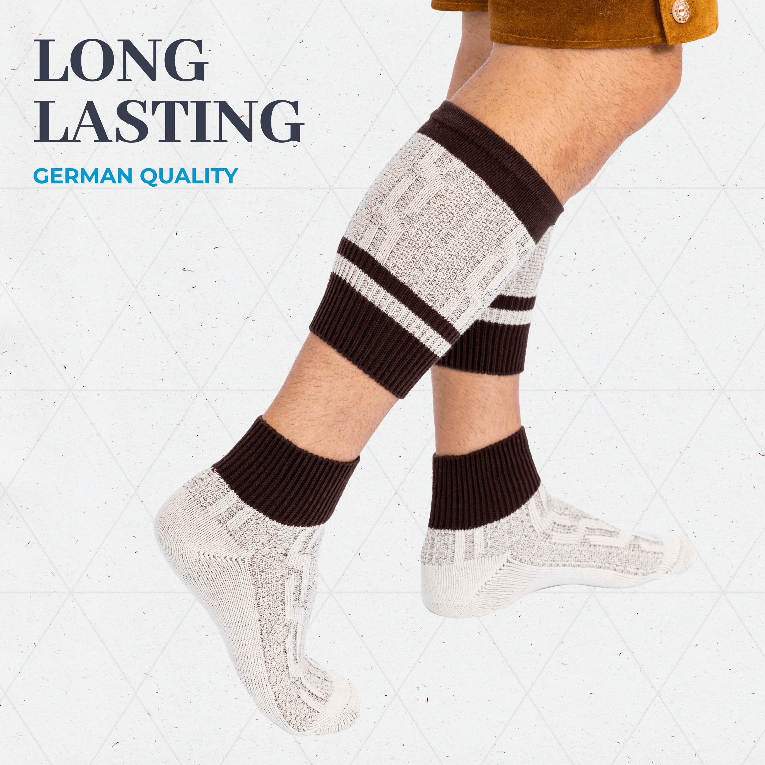 Bavaria Trachten Socks Men Loferl Brown Heather White Oktoberfest