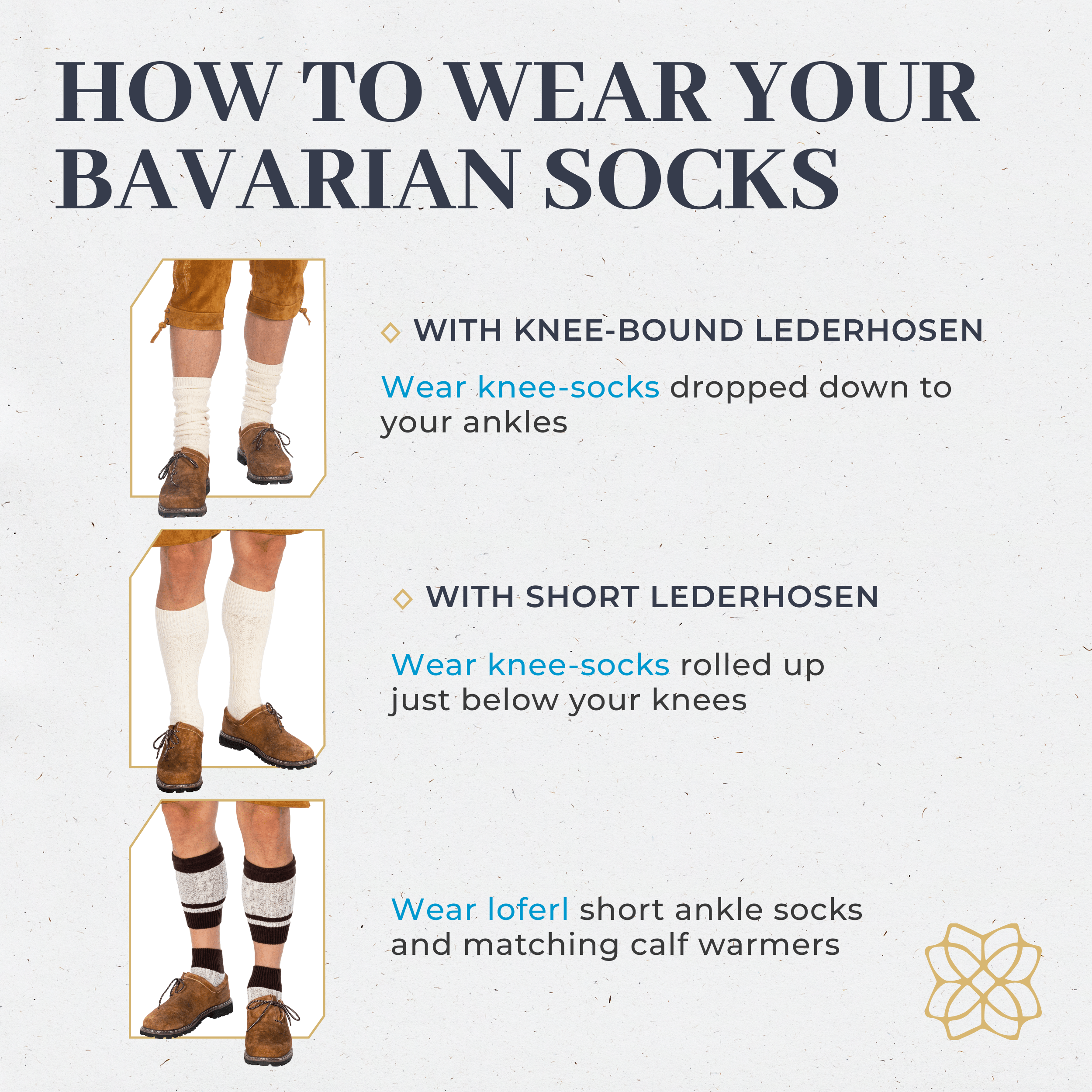 Bavaria Trachten Socks Men Loferl Brown Heather White Oktoberfest
