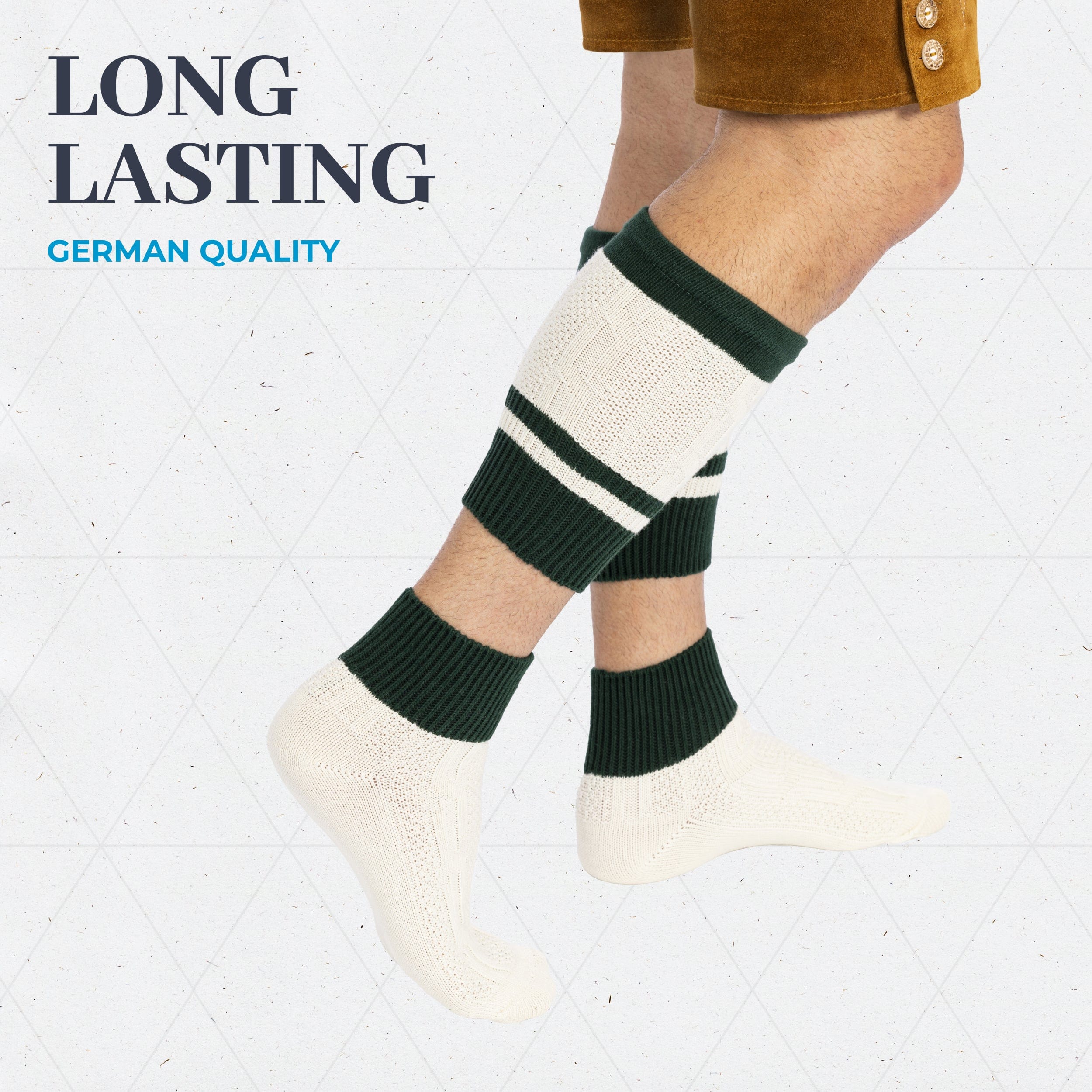 Bavaria Trachten Socks Men Loferl Green White Oktoberfest
