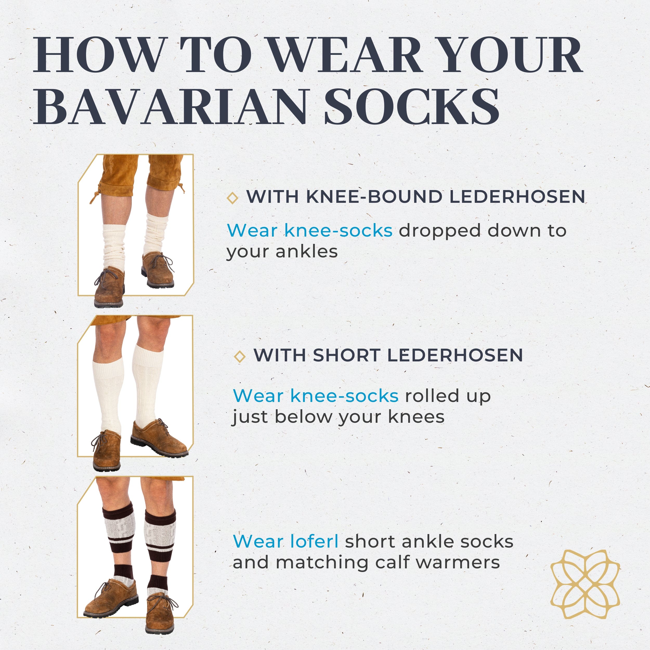 Bavaria Trachten Socks Men Loferl Heather White Oktoberfest
