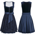 German Dirndl Dress Dark Blue Velvet