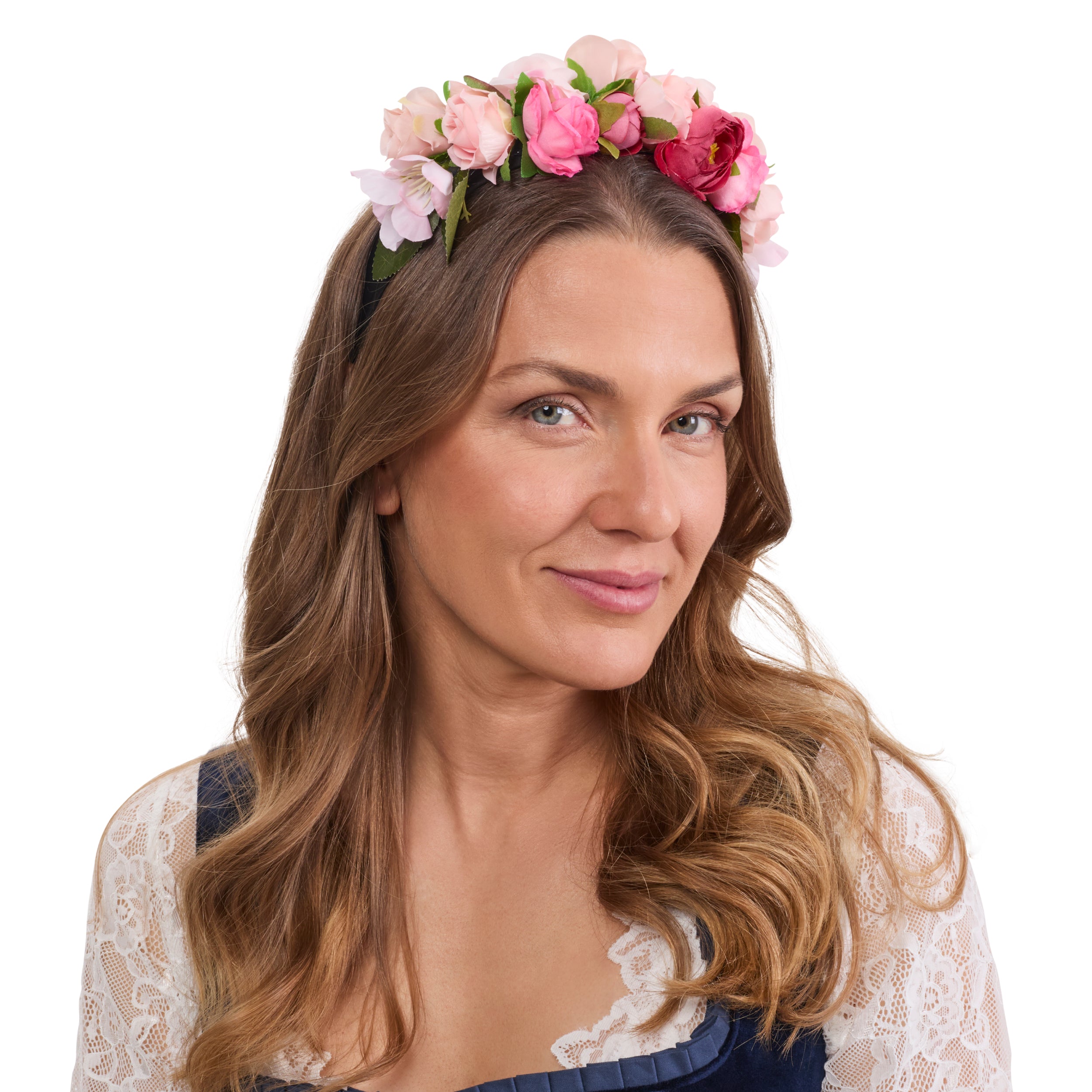 Bavaria Trachten Headband for Women, Braided Velvet Headpiece and Flower Design