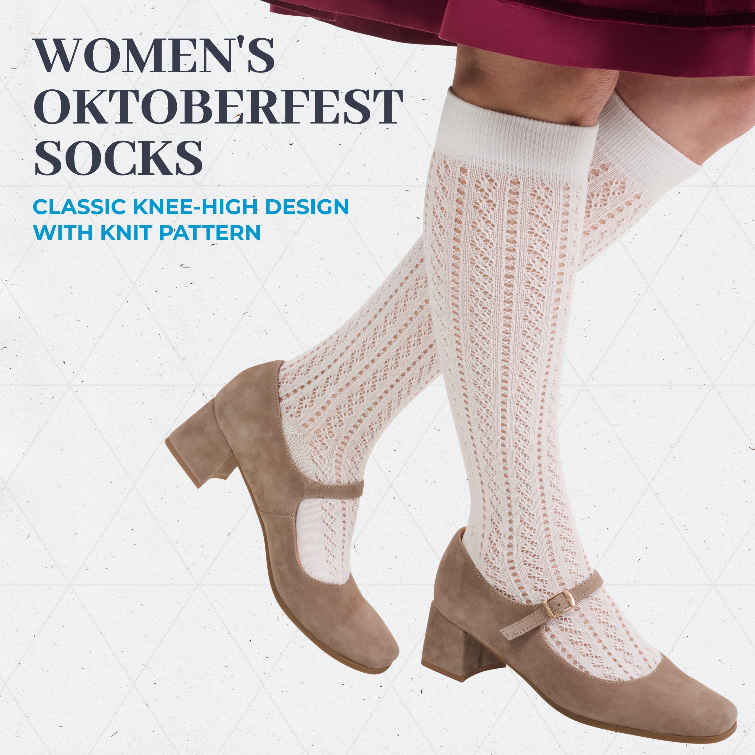 Women's Oktoberfest Knee High Lace Socks White by Bavaria Trachten
