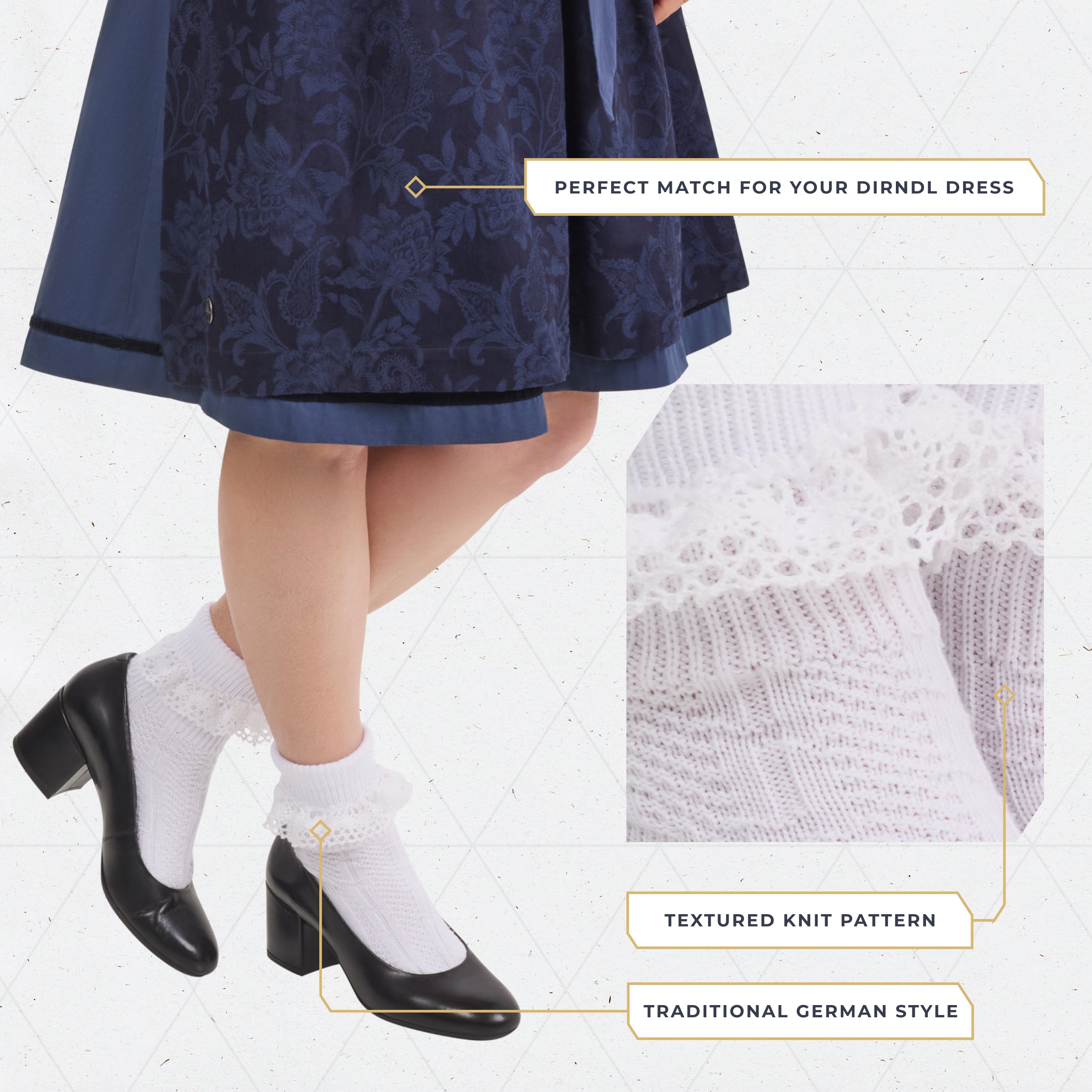 Oktoberfest Socks Women Mid-Calf - White