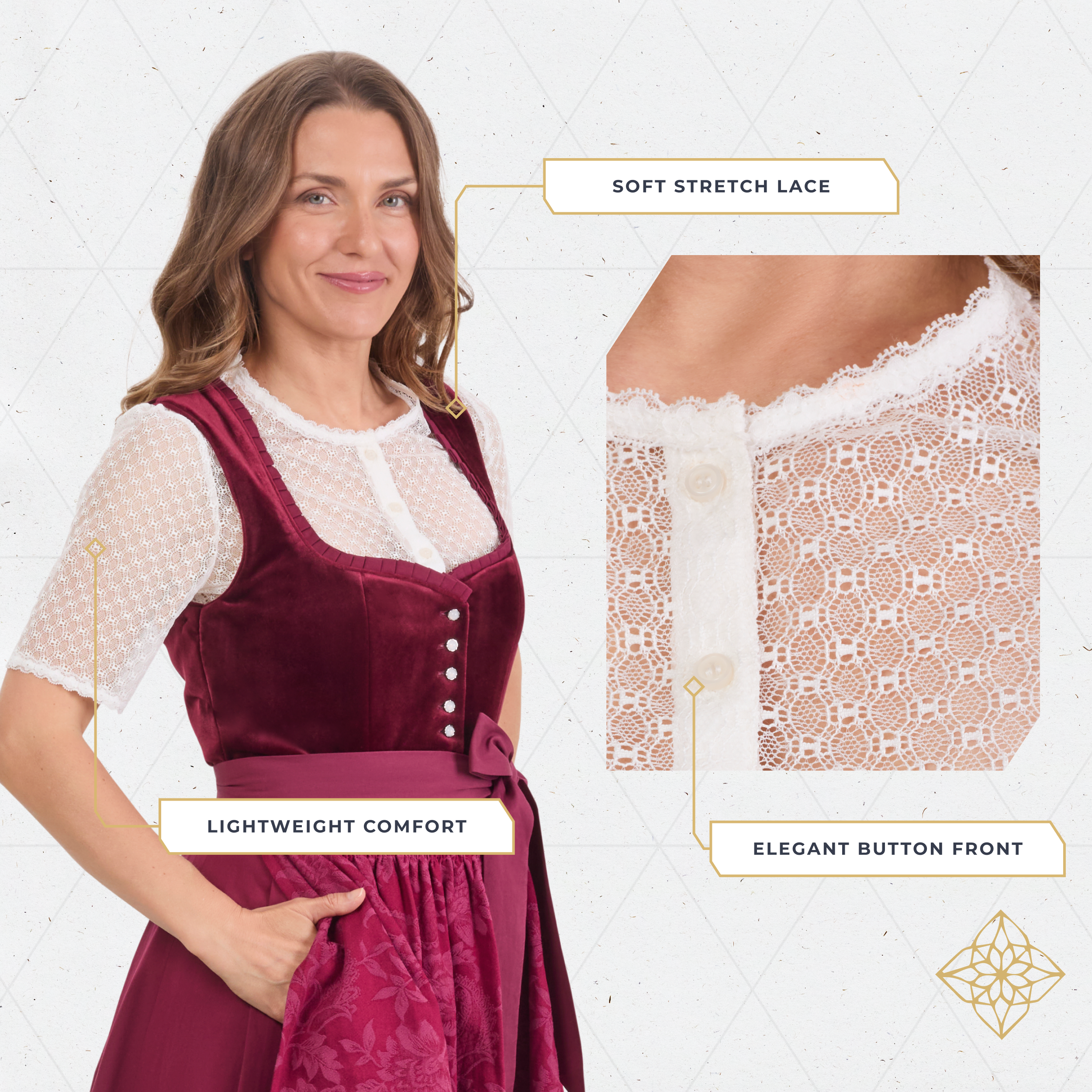 Blouse for Dirndls - Short sleeve