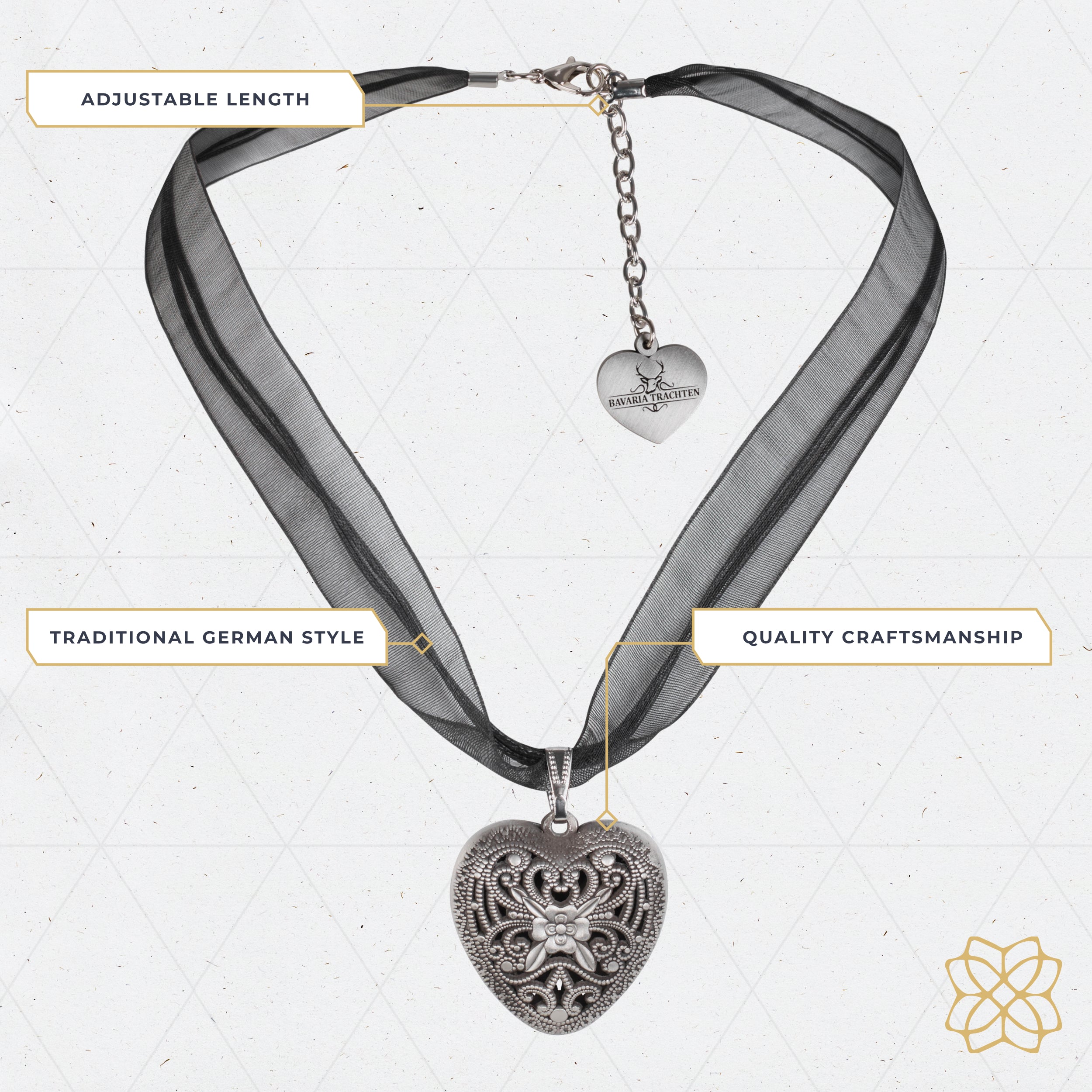 Women's Oktoberfest Organza Necklace with Heart Pendant