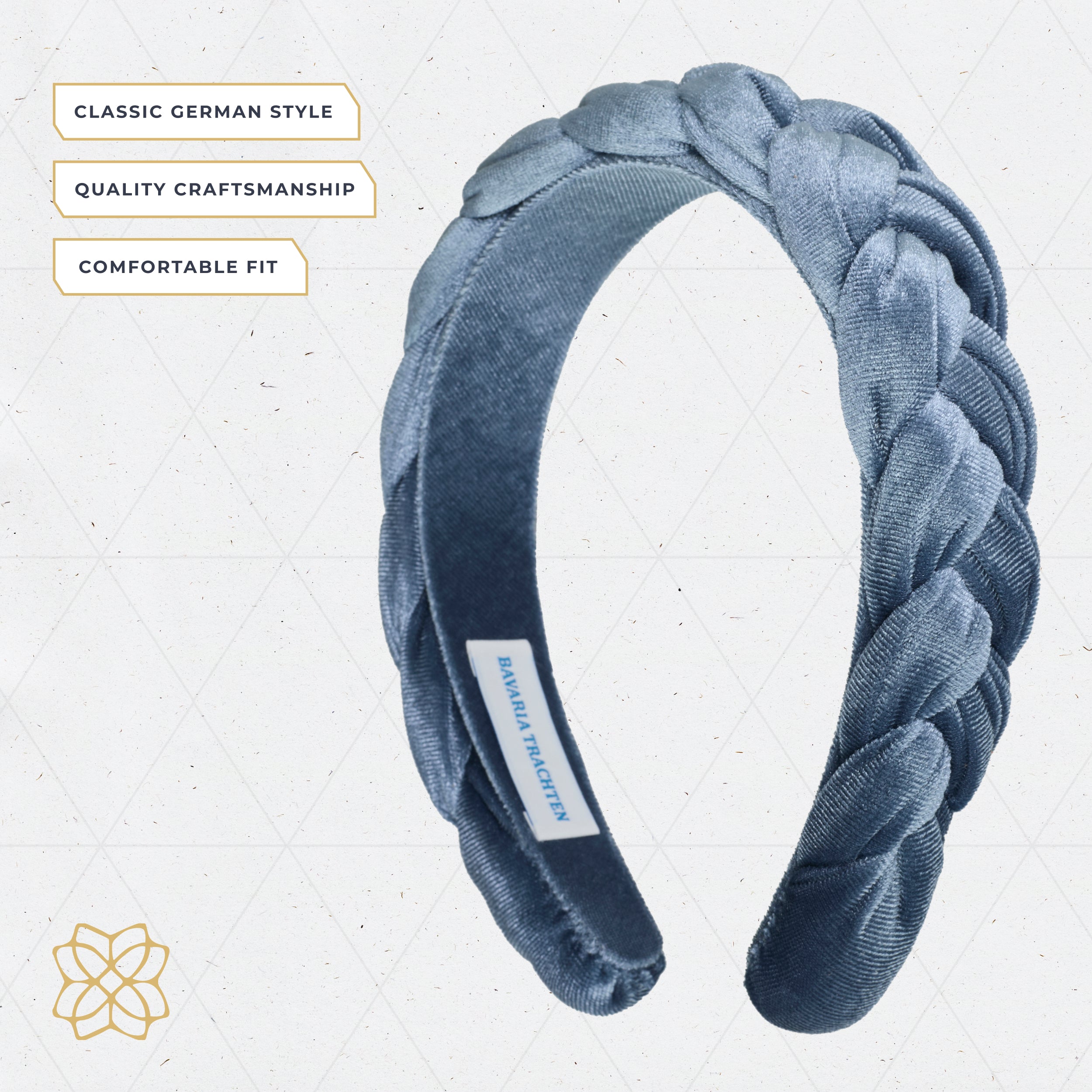 Bavaria Trachten Headband for Women Braided Design Blue