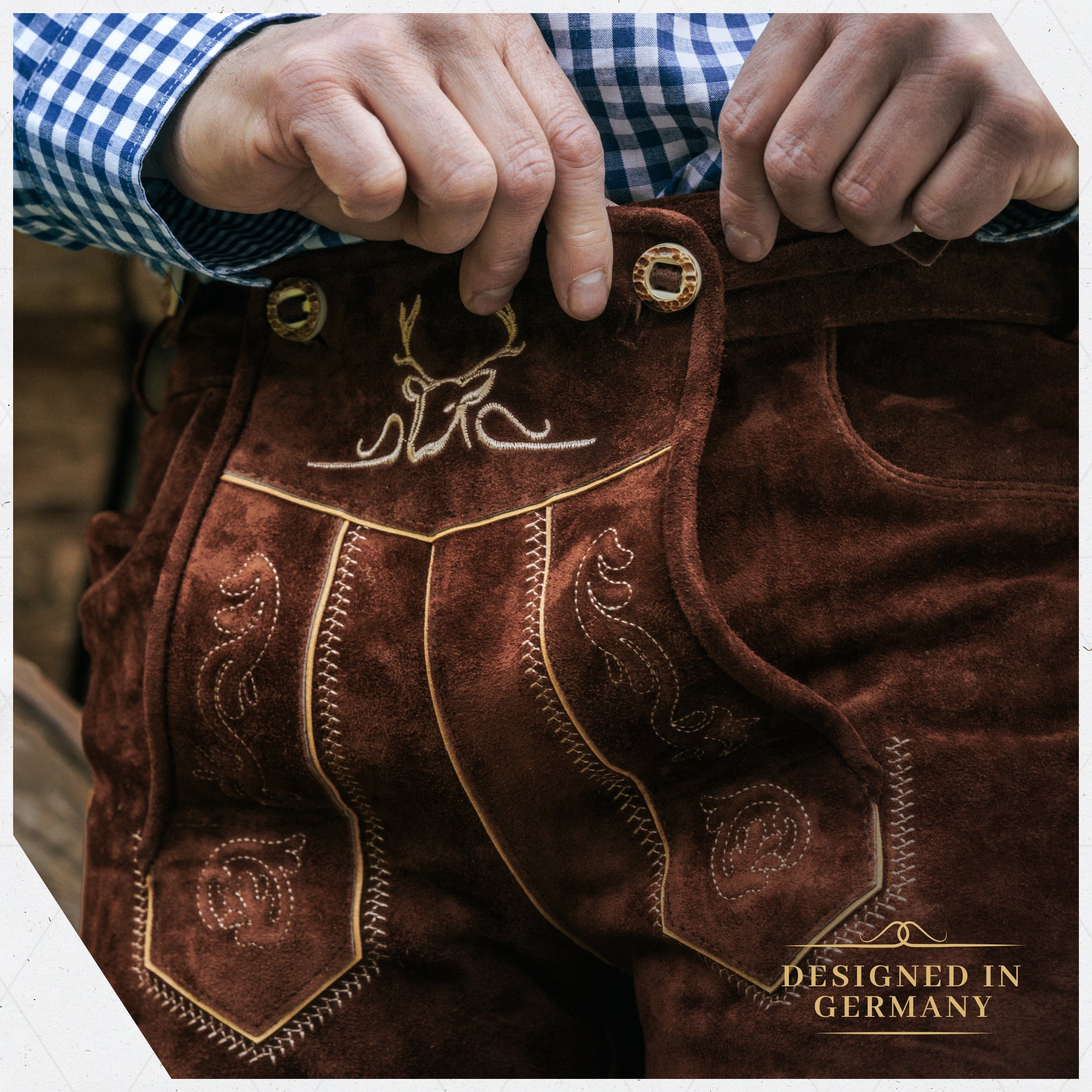 Bavaria Trachten Lederhosen Men Kneebound Dark Brown Oktoberfest 