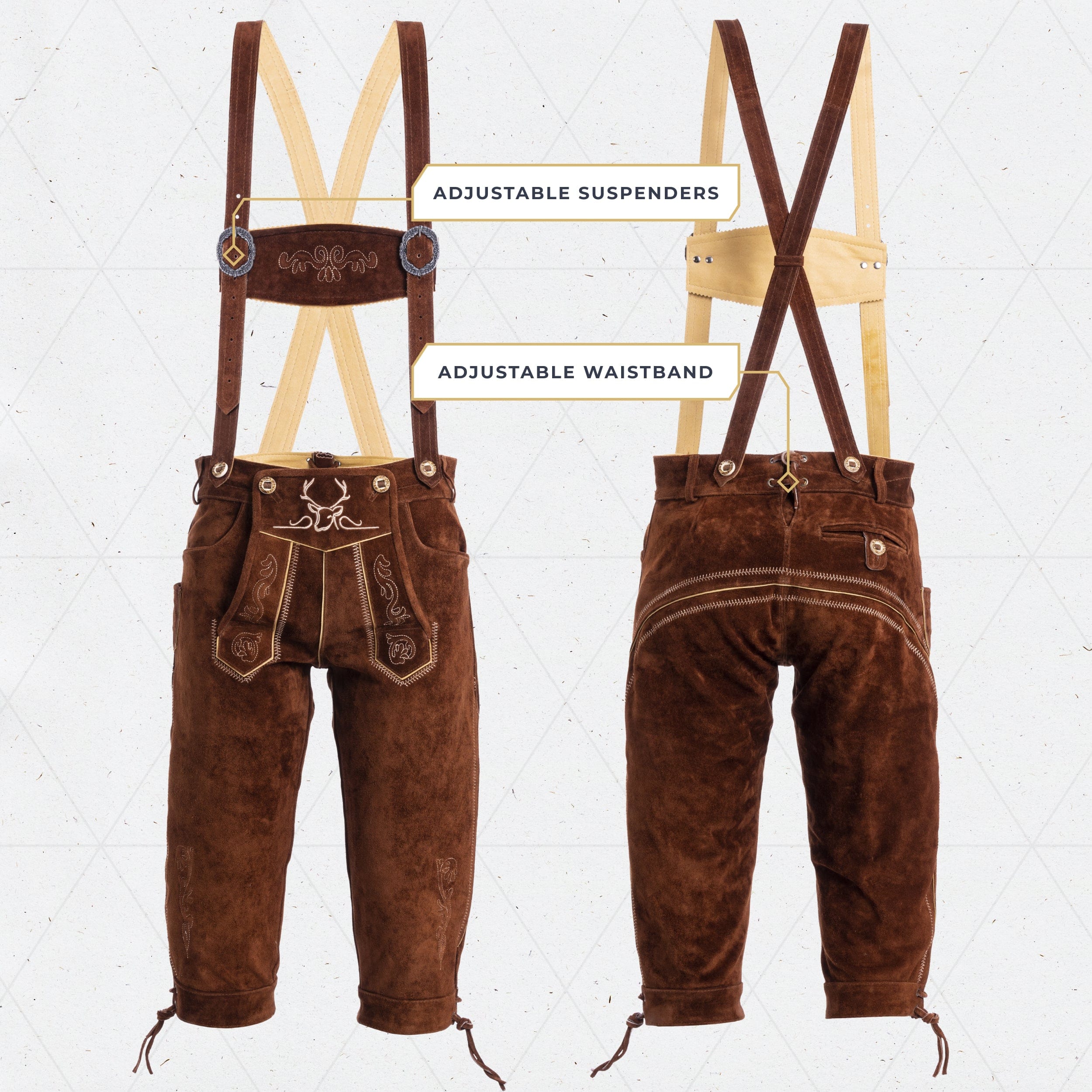 Bavaria Trachten Lederhosen Men Kneebound Dark Brown Oktoberfest 