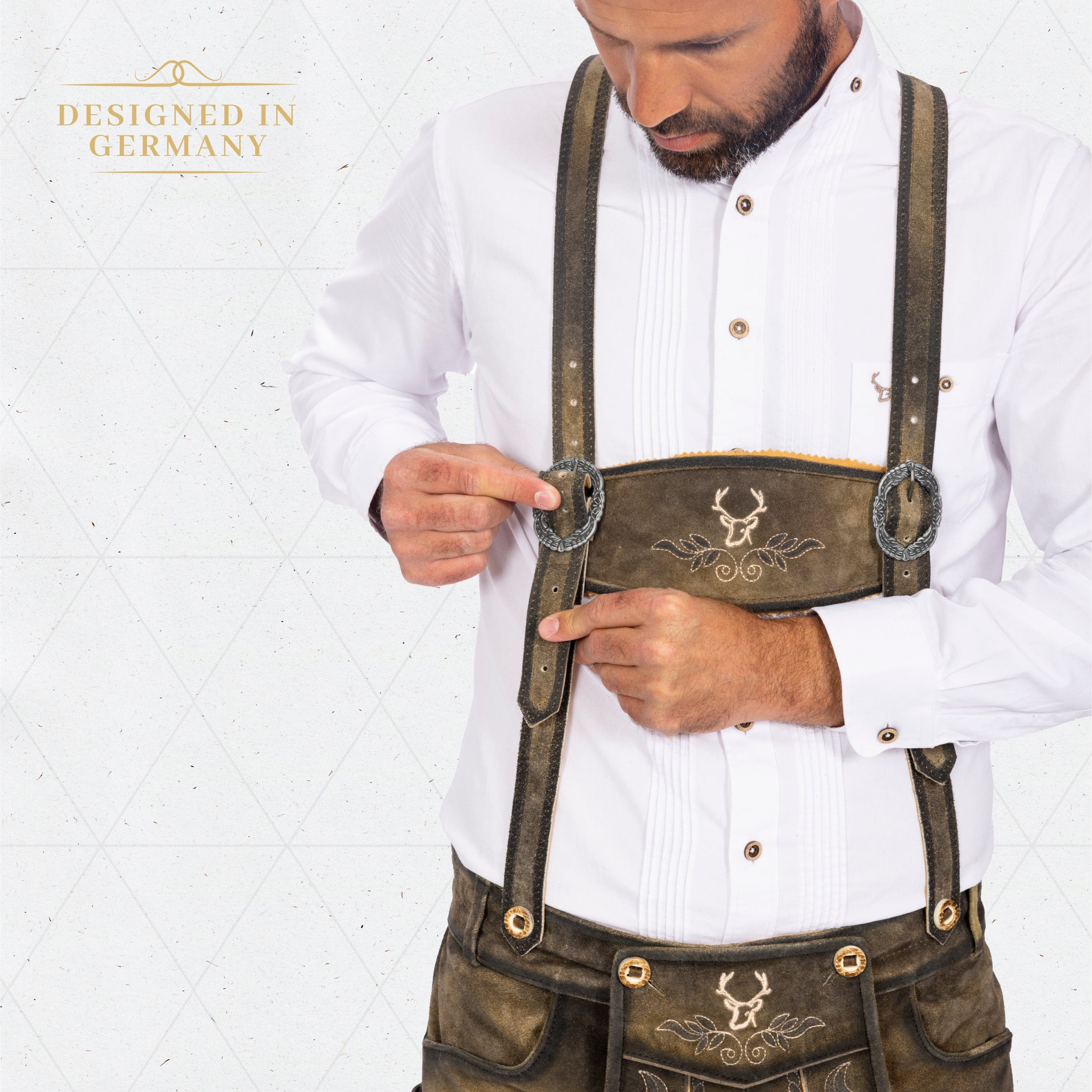 Bavaria Trachten Lederhosen Men Short Antique Waxed Brown Oktoberfest 