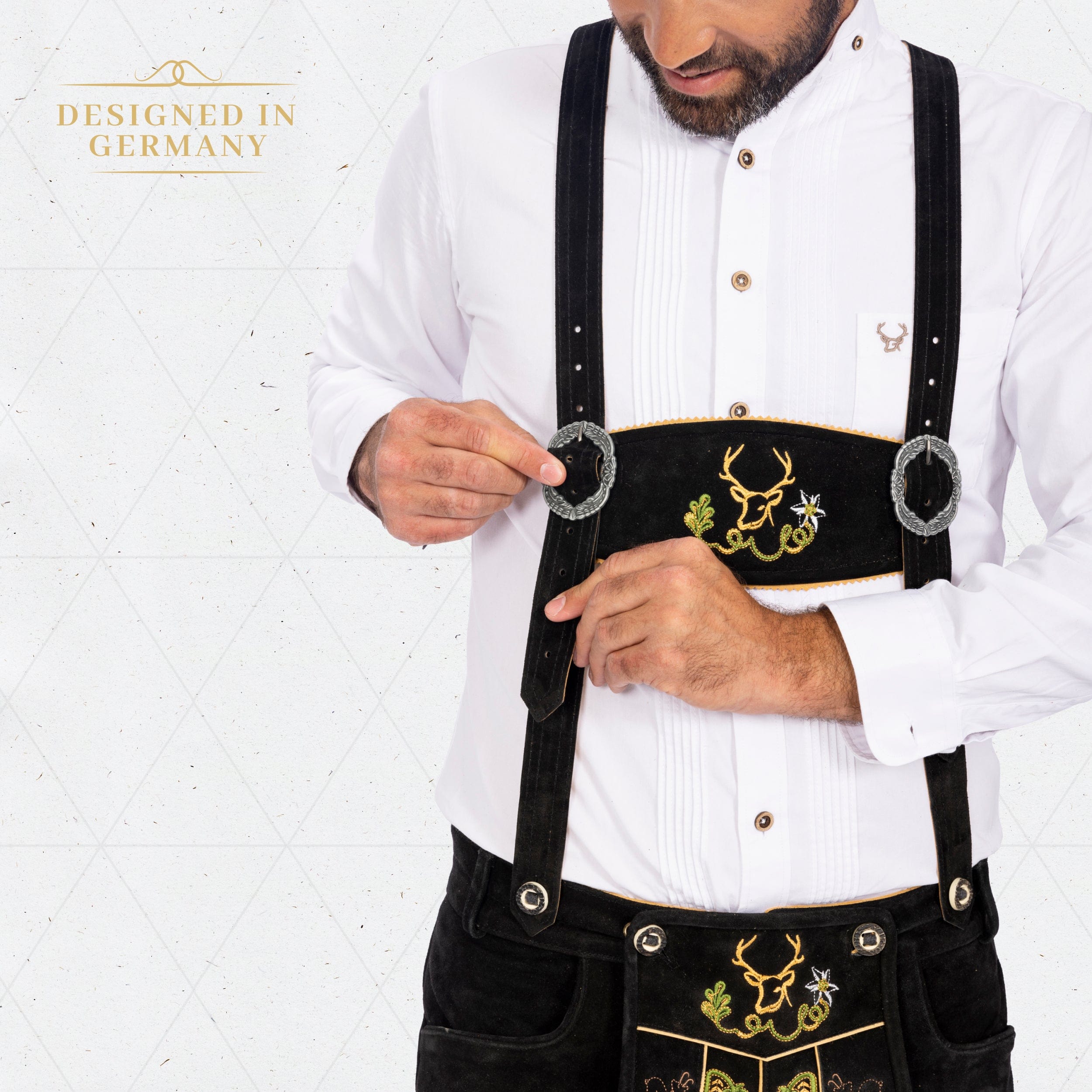 Bavaria Trachten Lederhosen Men Short Black Royal Oktoberfest 