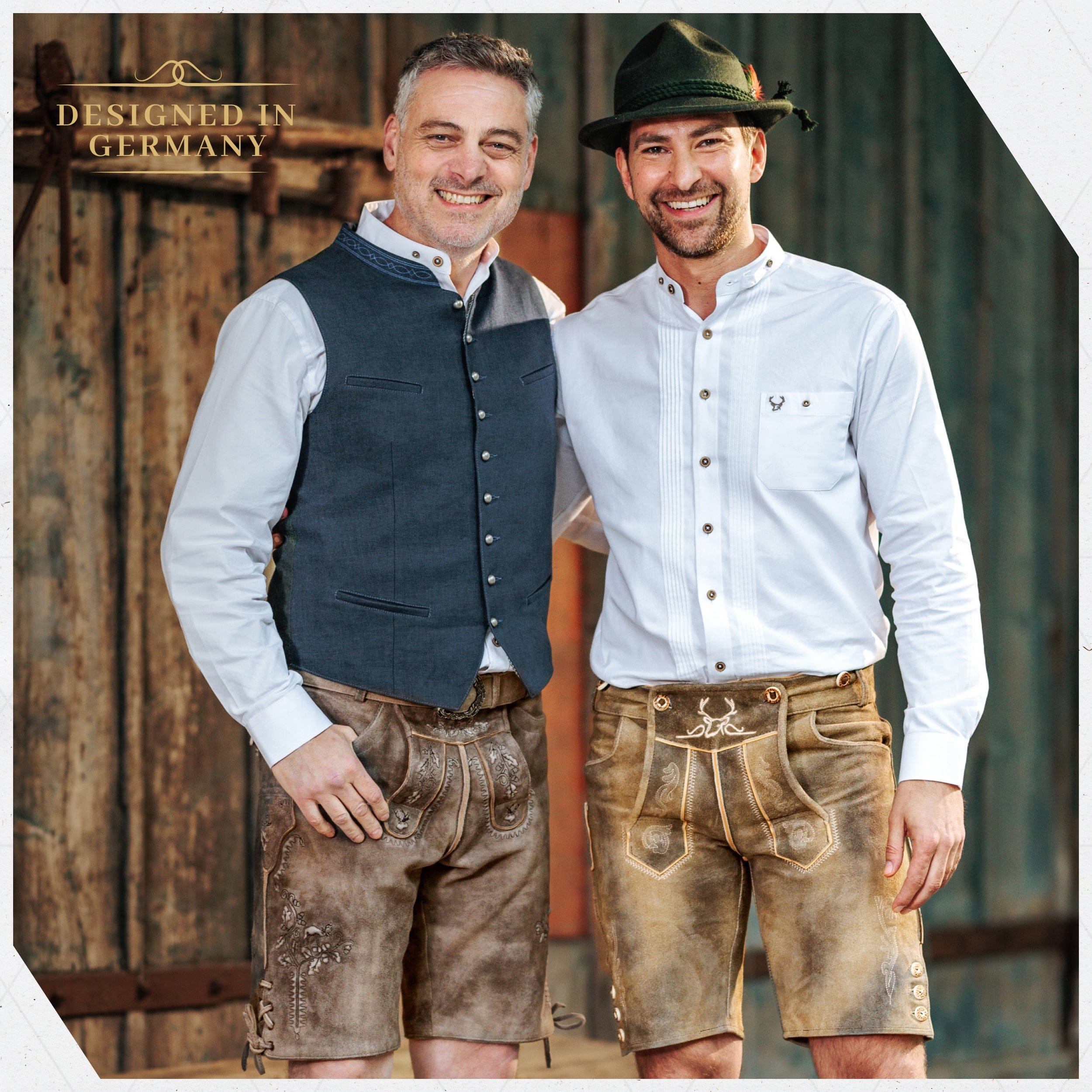 Bavaria Trachten Lederhosen Men Short Mushroom Brown Oktoberfest 