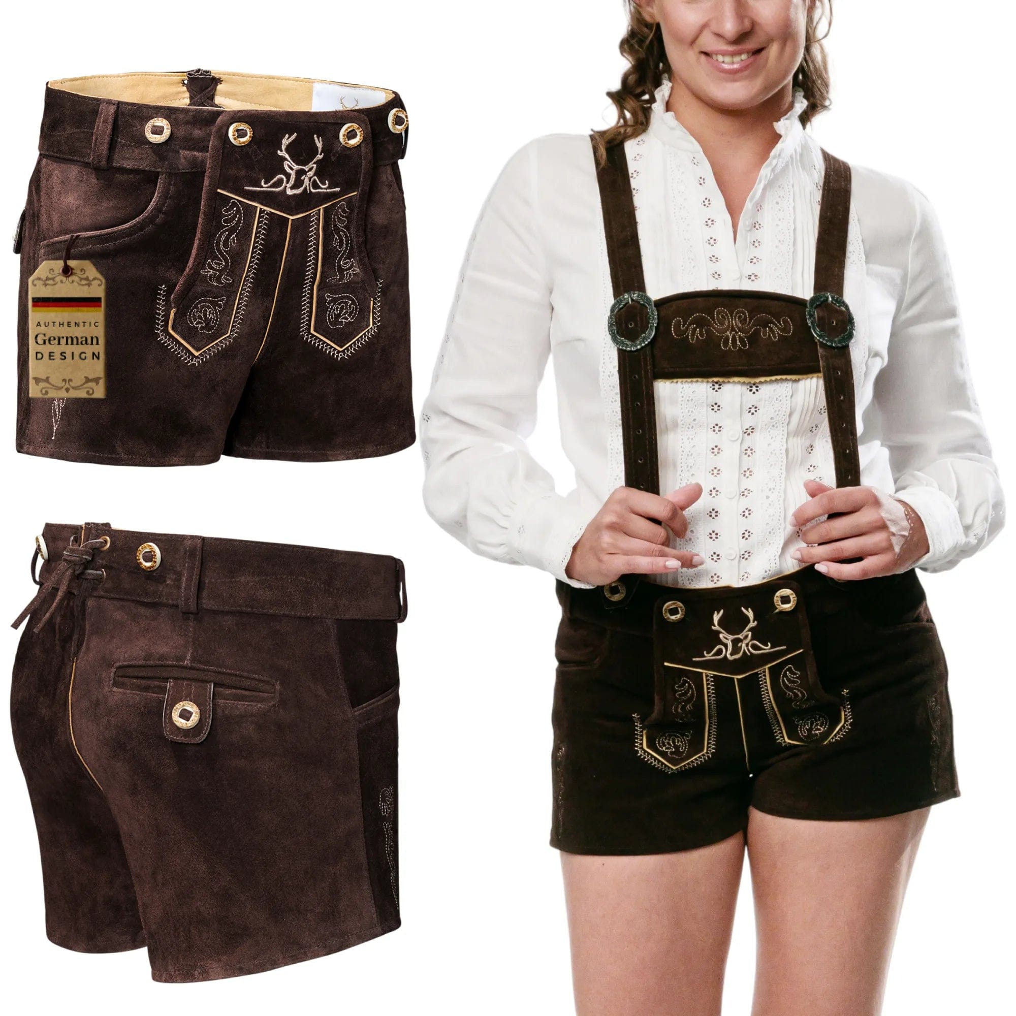 Bavaria Trachten Lederhosen Women Hot Pants Chocolate Oktoberfest 