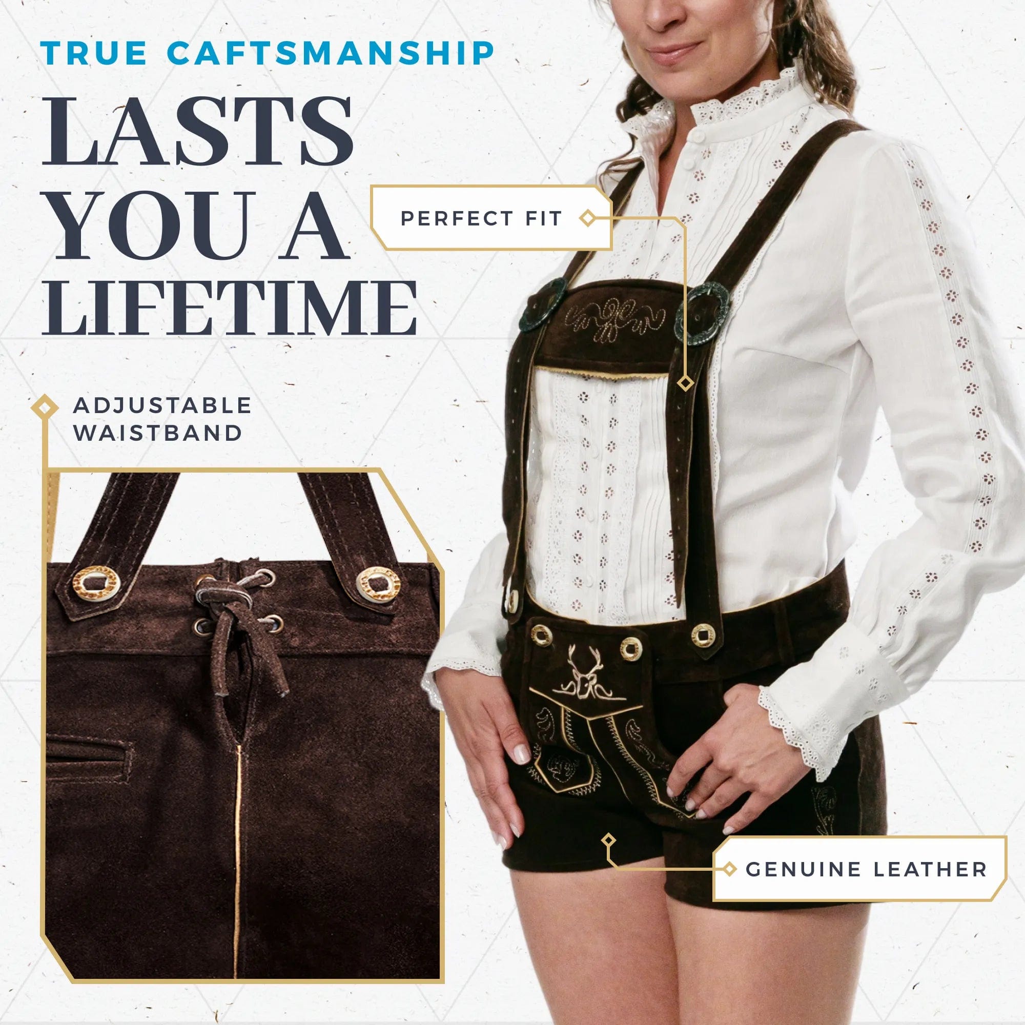 Bavaria Trachten Lederhosen Women Hot Pants Chocolate Oktoberfest 