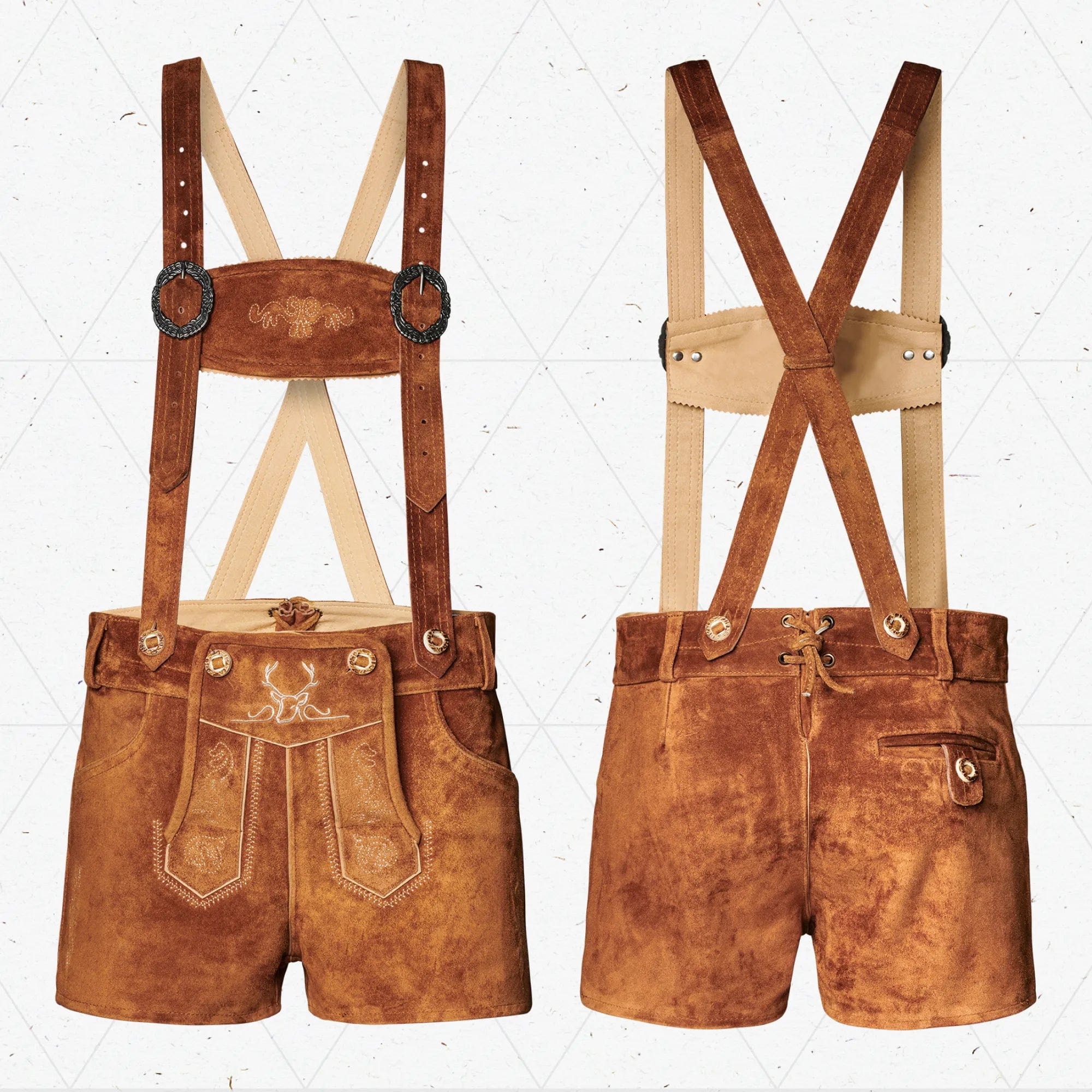 Bavaria Trachten Lederhosen Women Hot Pants Light Brown Oktoberfest 