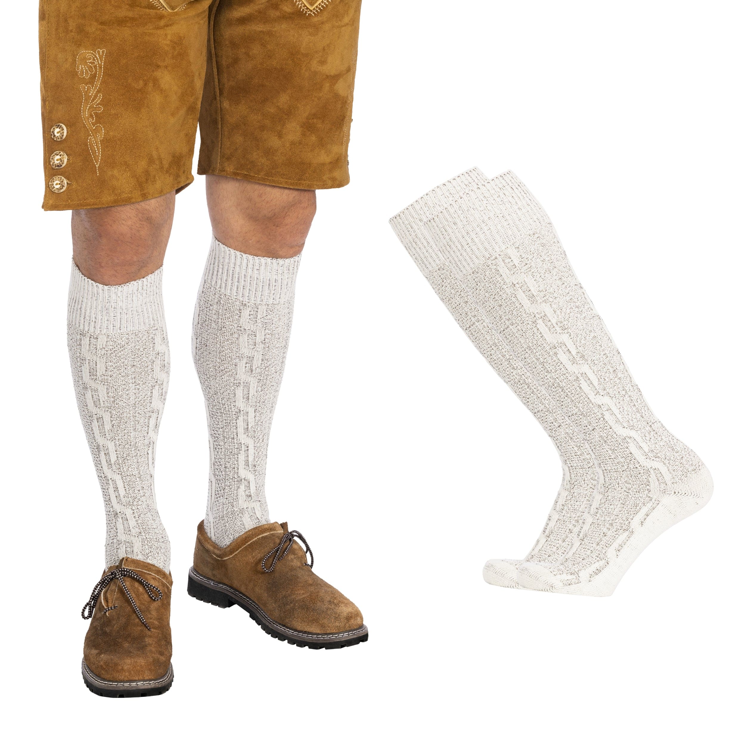 Bavaria Trachten Socks Men Loferl Heather White Oktoberfest 