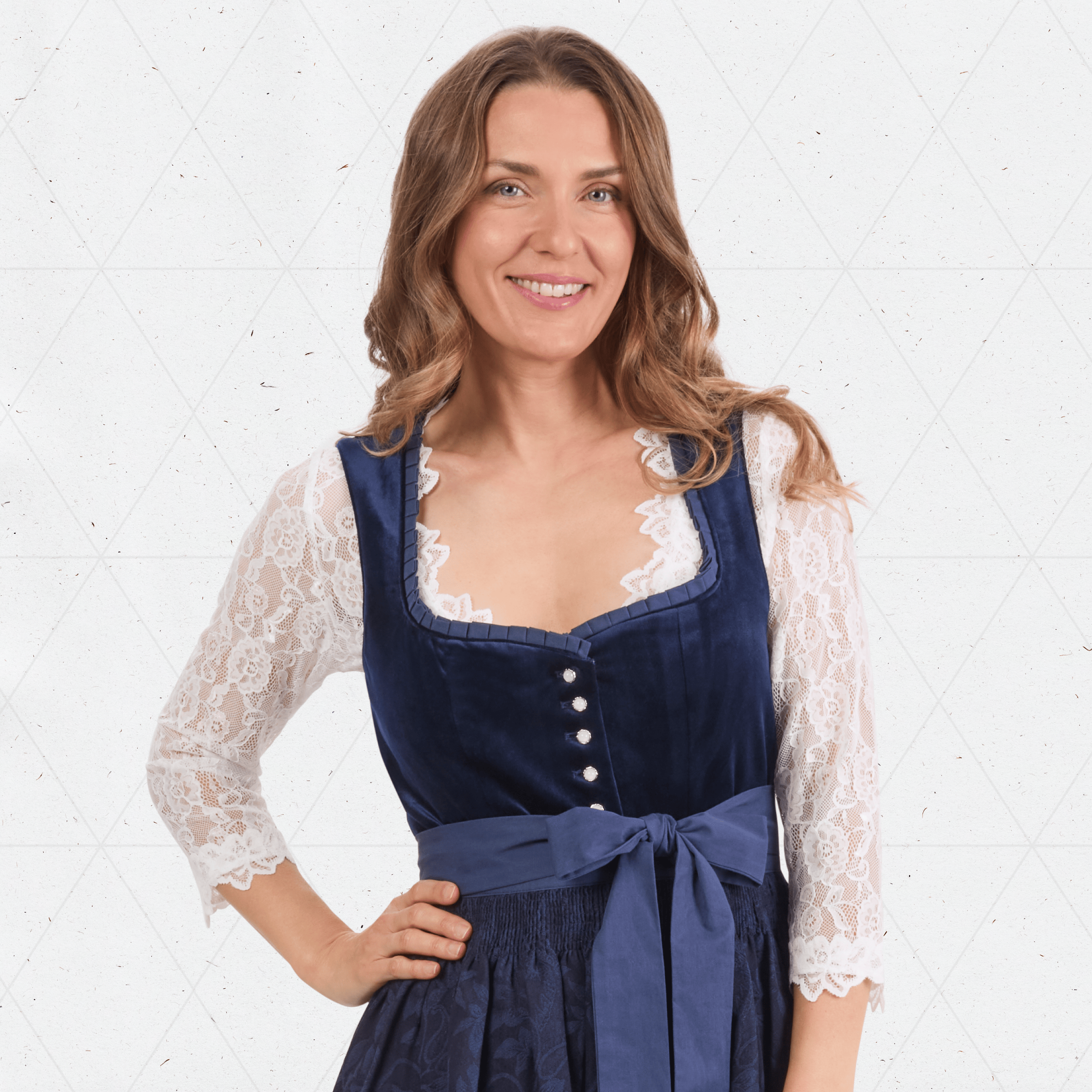 Bavaria Trachten Dirndl Blouse  3/4 Sleeve White Lace Oktoberfest 