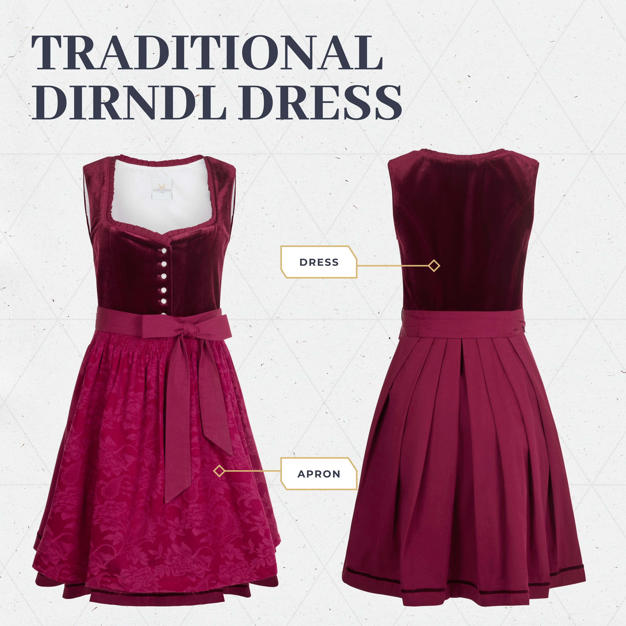 Bavaria Trachten German Dirndl Dress  Burgundy Velvet Oktoberfest 