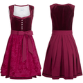 German Dirndl Dress  Burgundy Velvet