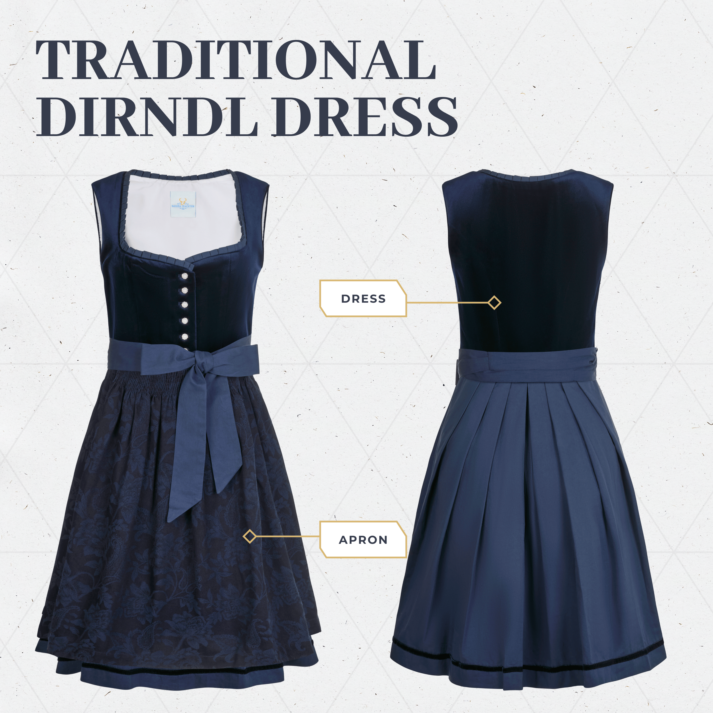 Bavaria Trachten German Dirndl Dress Dark Blue Velvet Oktoberfest 