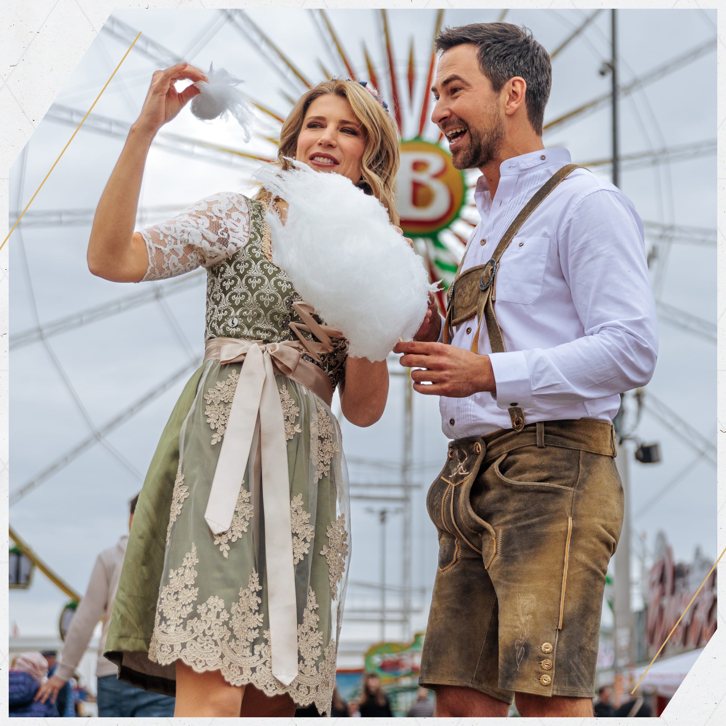 Bavaria Trachten German Dirndl Dress Green Gold Oktoberfest 