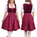 German Dirndl Dress Set Burgundy Velvet with Blouse